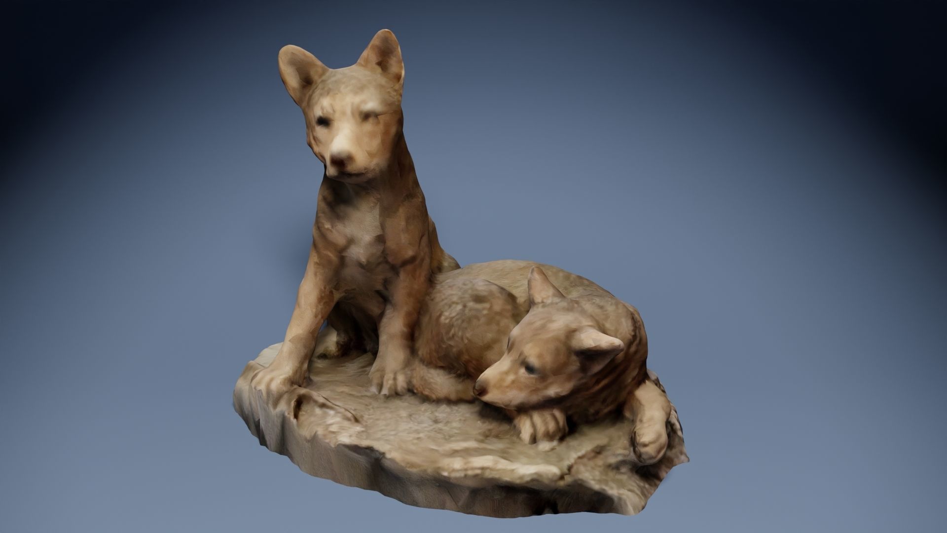 Big Wolf and Wolf Puppy figure collection Low-poly 3D model_14