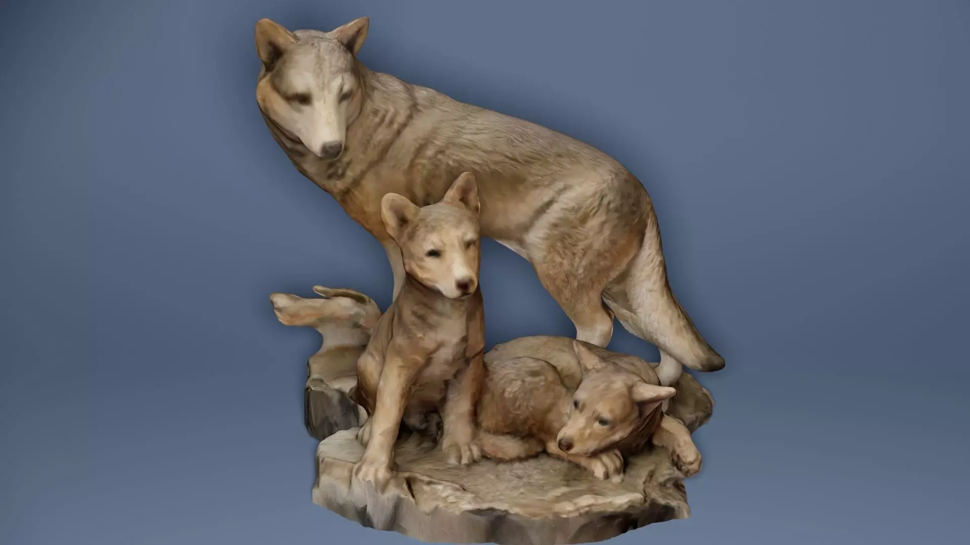 Big Wolf and Wolf Puppy figure collection Low-poly 3D model_0