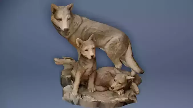 Big Wolf and Wolf Puppy figure collection