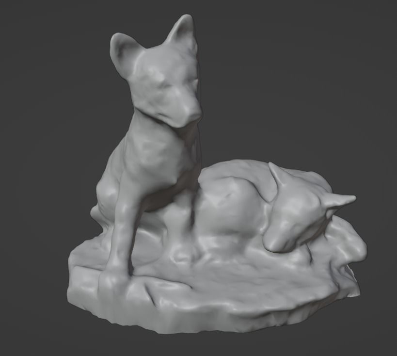 Big Wolf and Wolf Puppy figure collection Low-poly 3D model_33