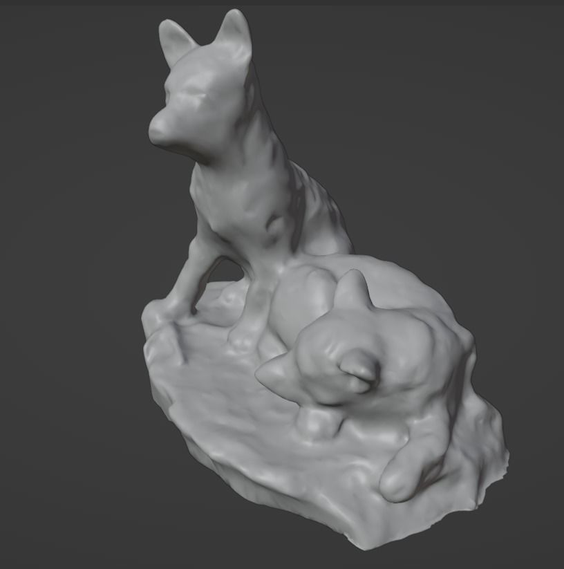Big Wolf and Wolf Puppy figure collection Low-poly 3D model_32