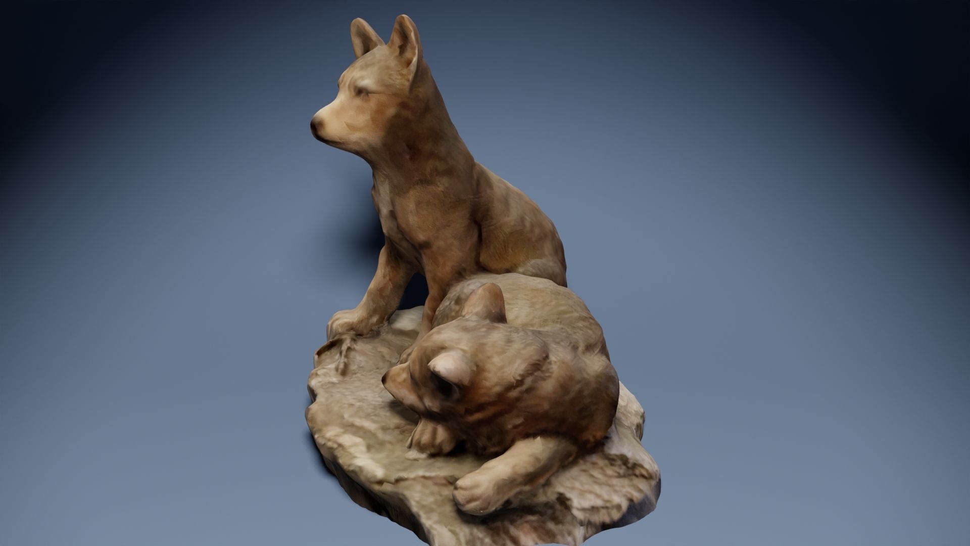 Big Wolf and Wolf Puppy figure collection Low-poly 3D model_15