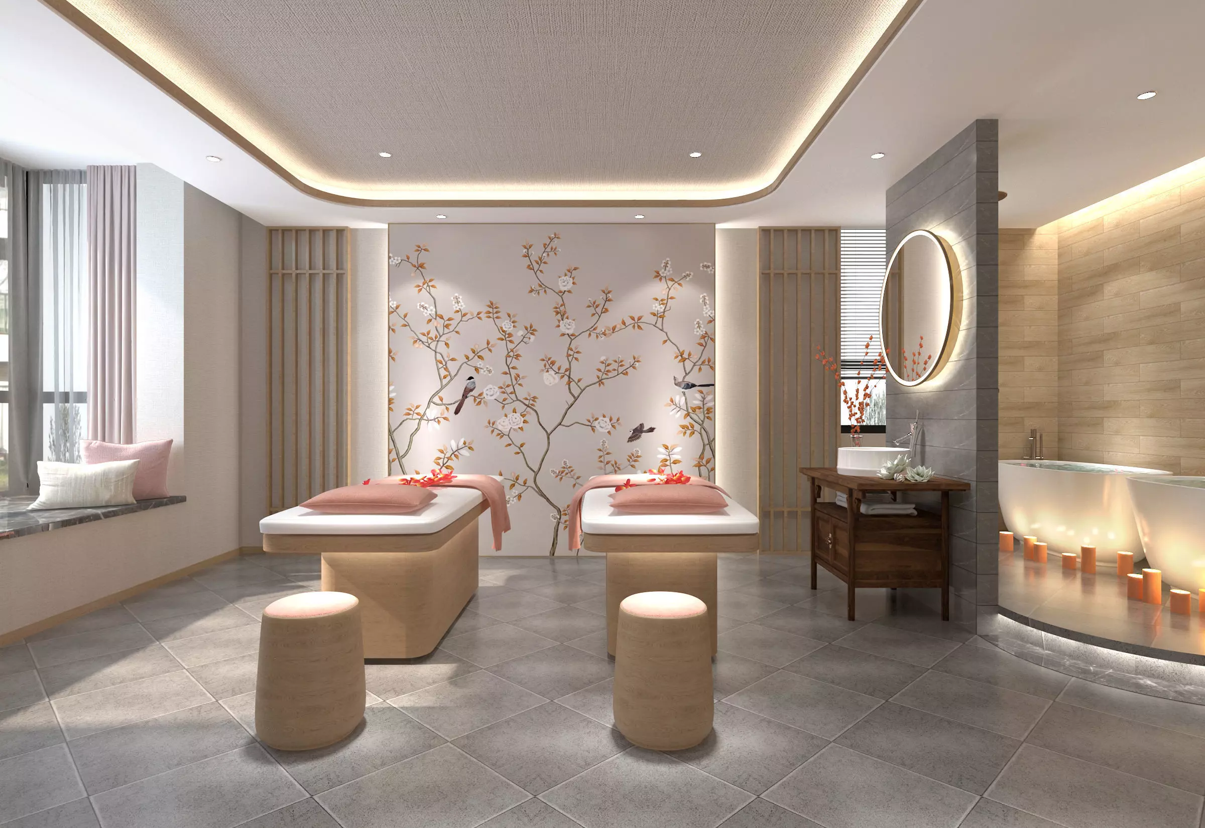 Chinese style SPA 3D model_0