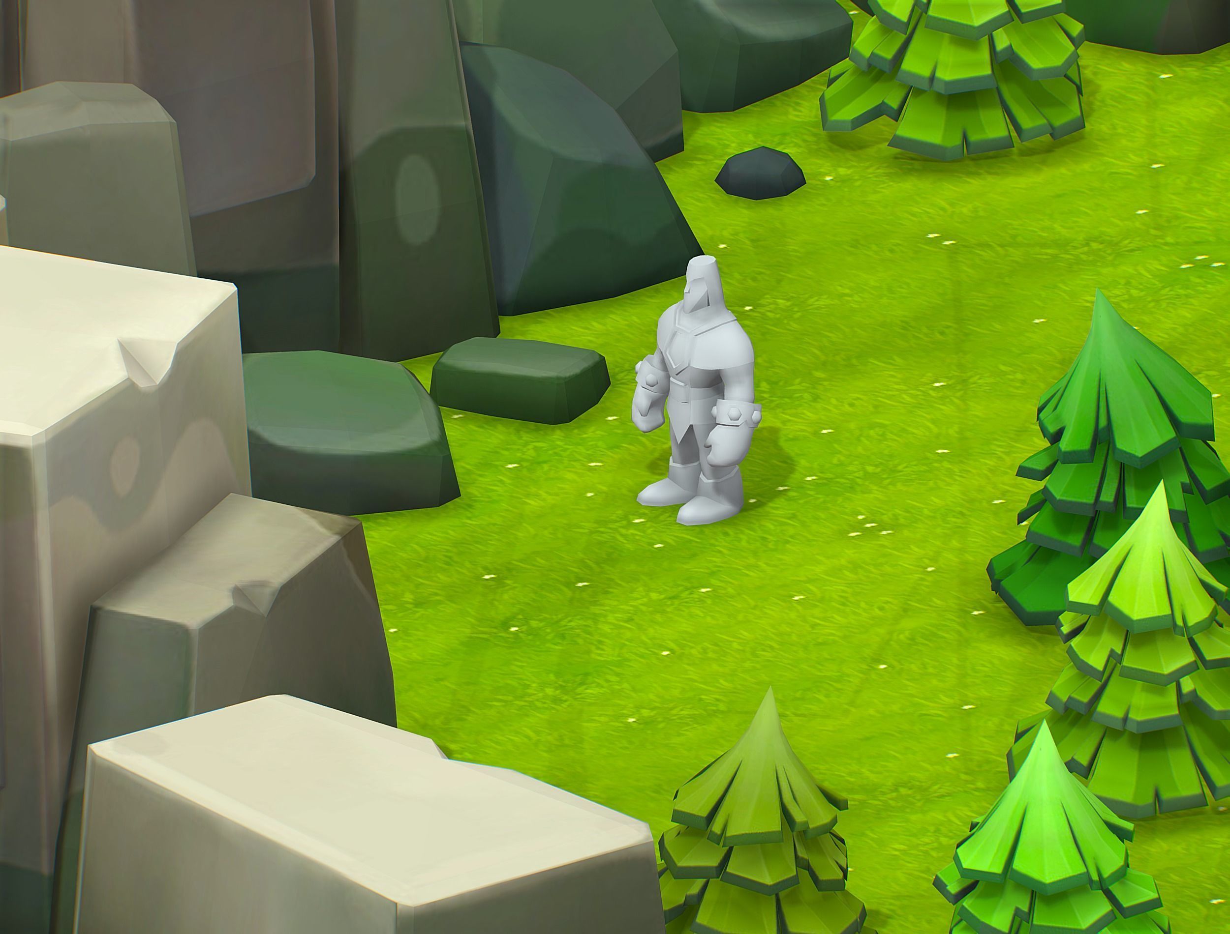 Cartoon Level Ground Tree Stone Cliff Low-poly 3D model_15