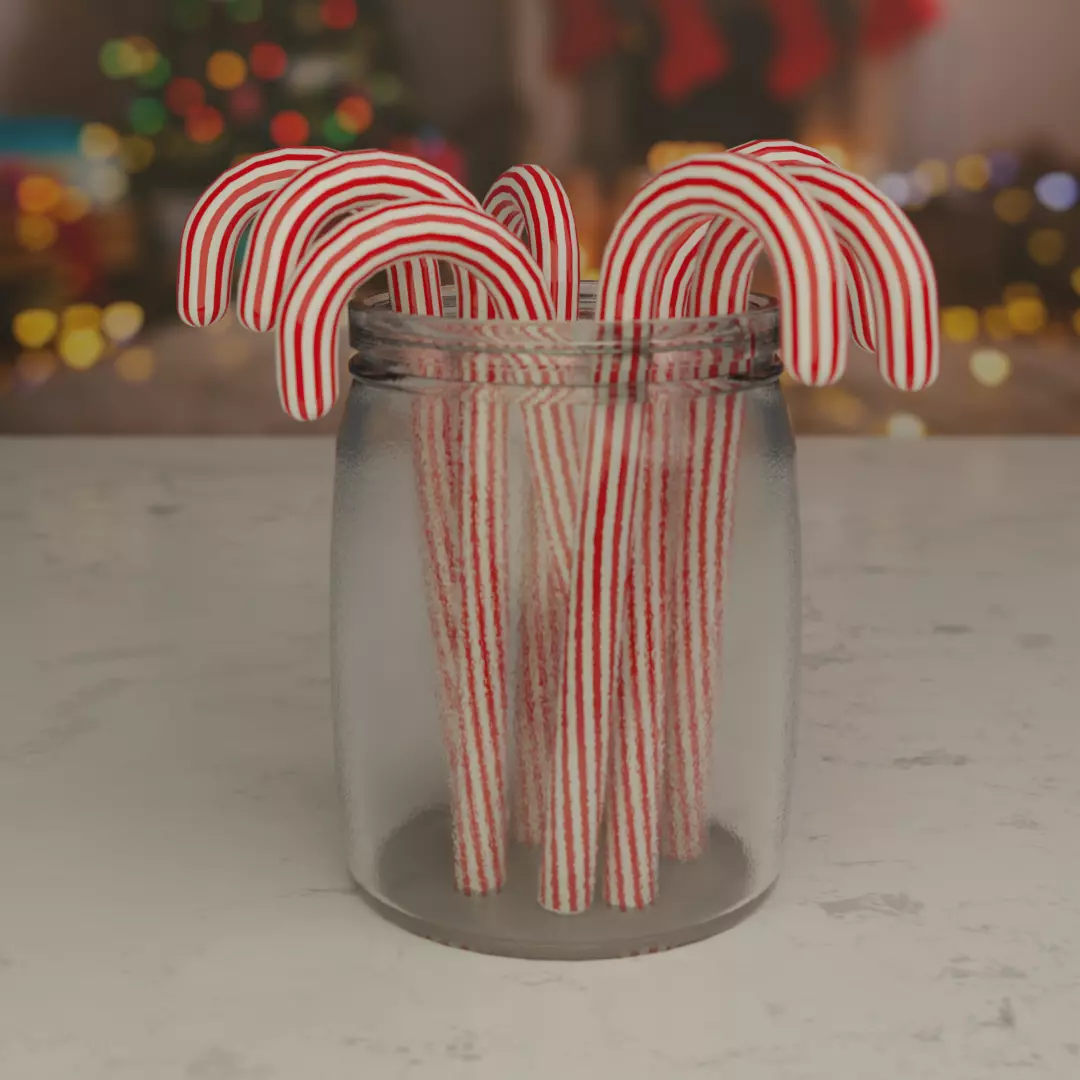 Candy canes Low-poly 3D model_0