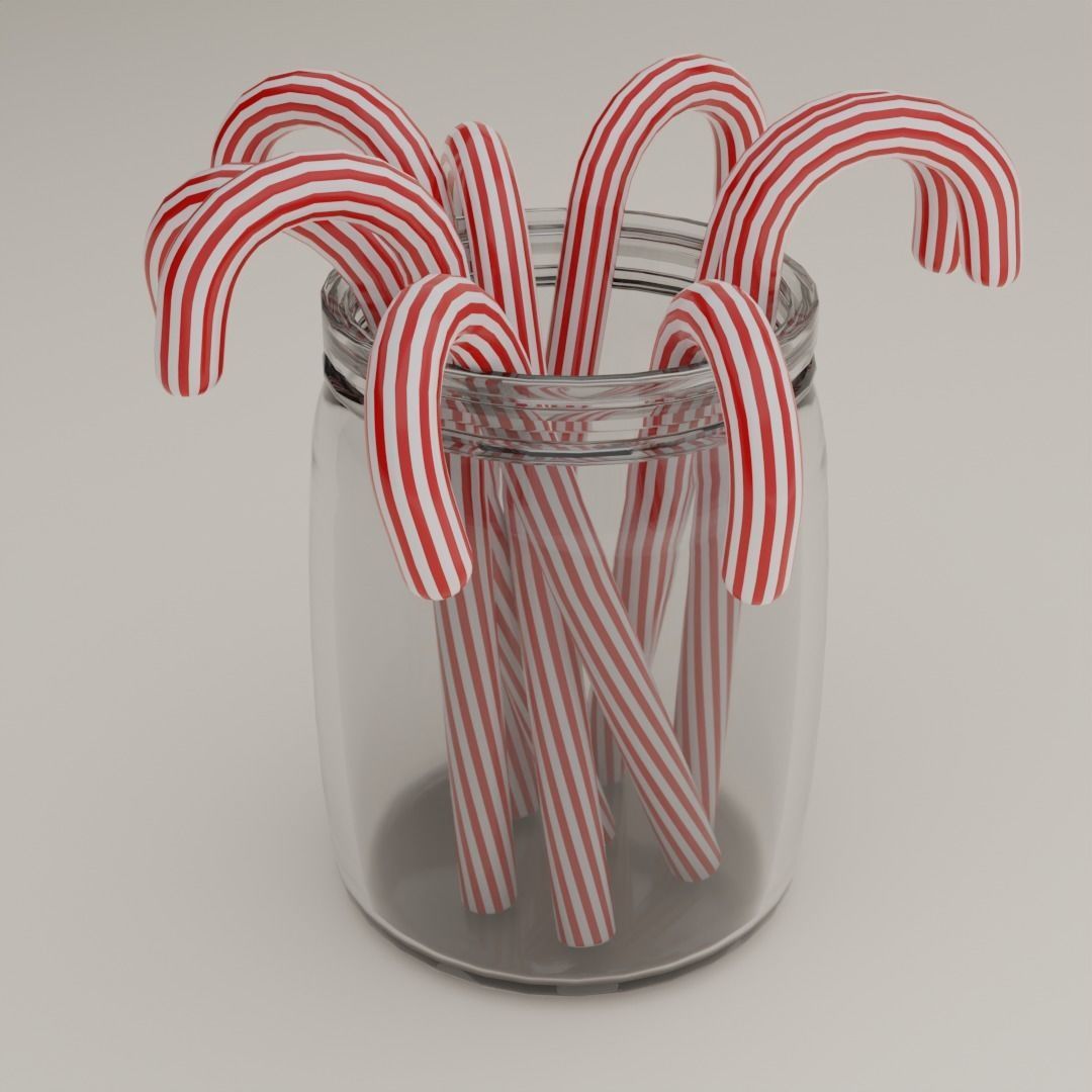 Candy canes Low-poly 3D model_4