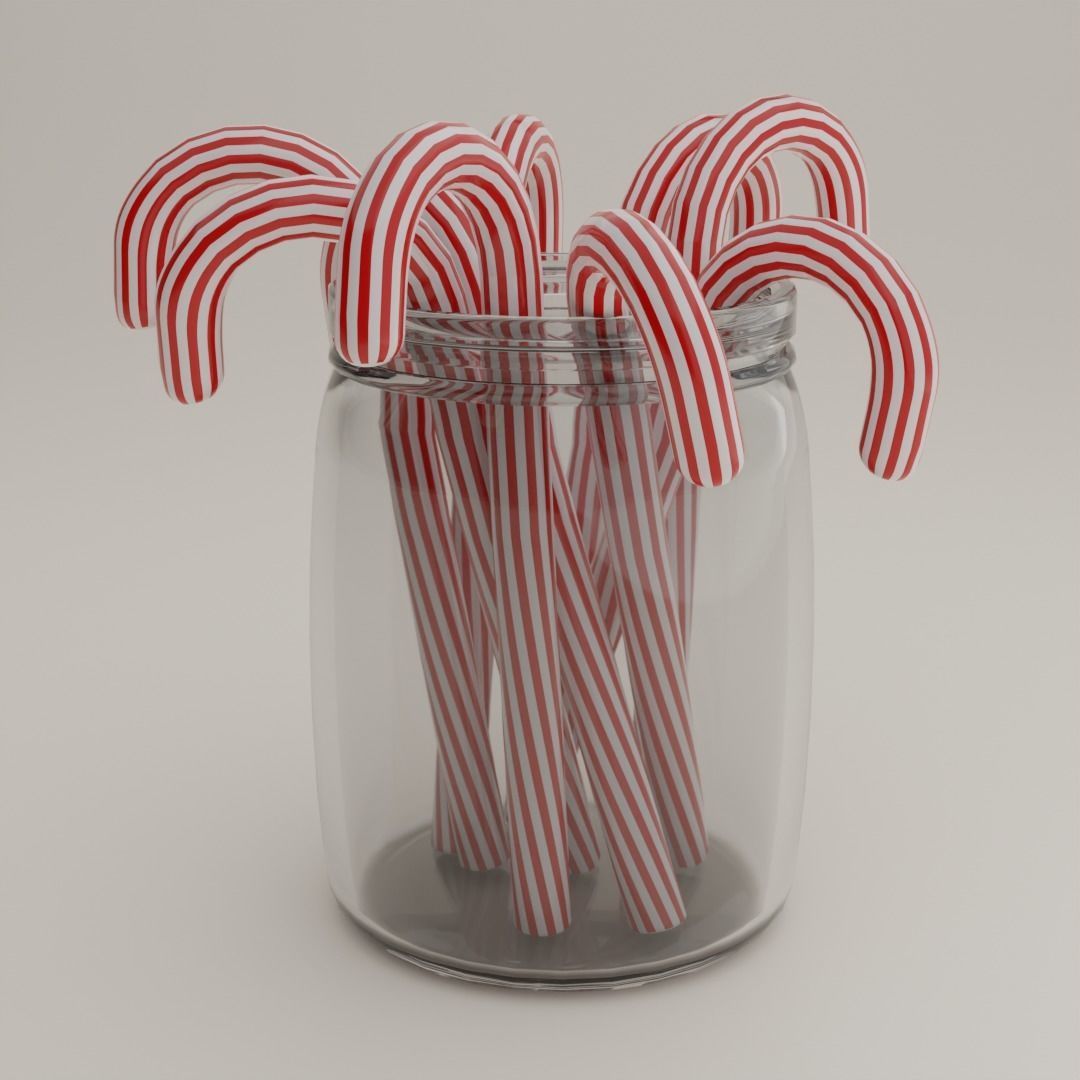 Candy canes Low-poly 3D model_7