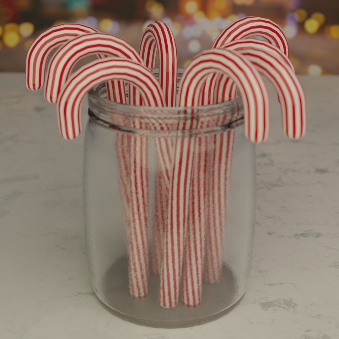 Candy canes Low-poly 3D model_1