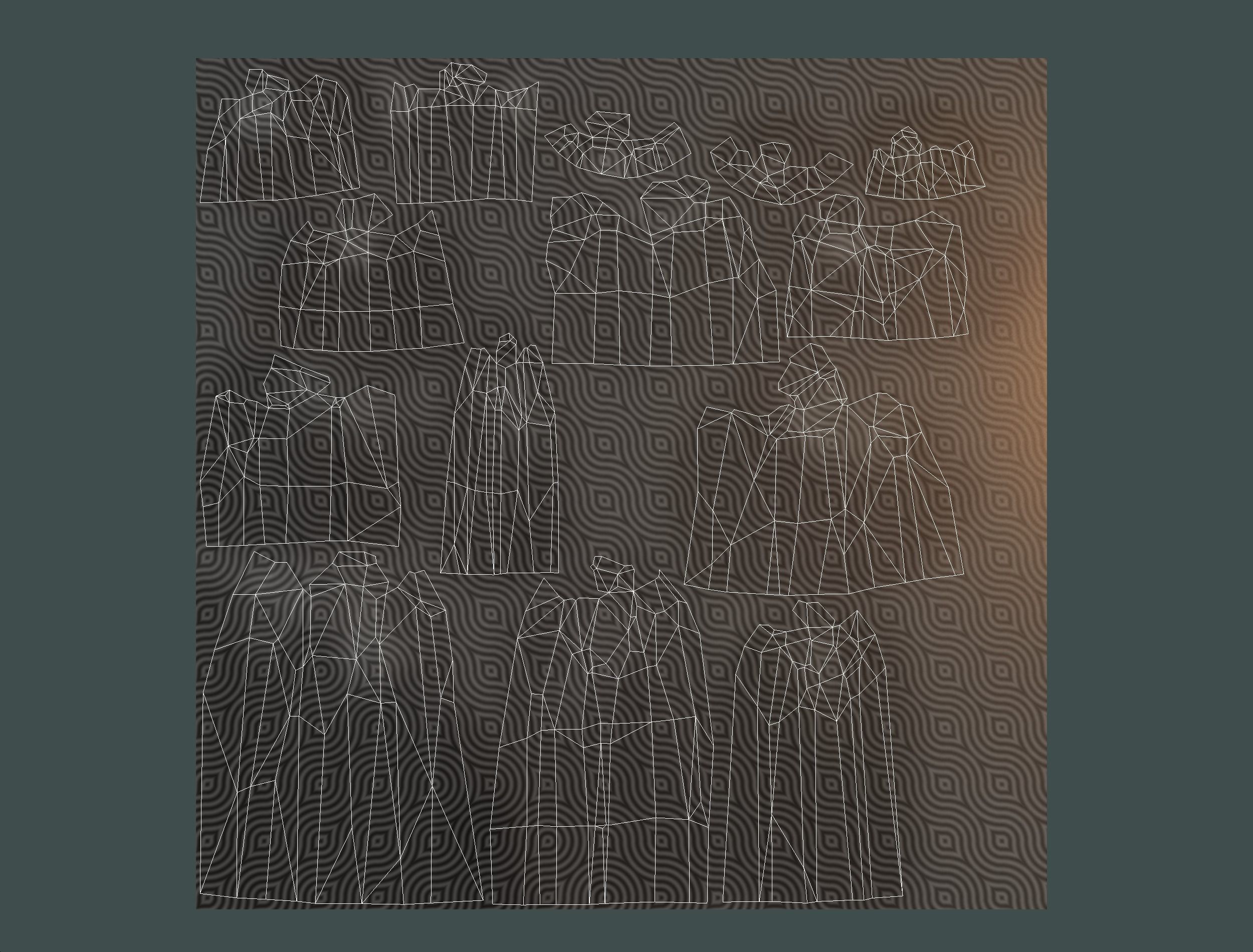 Cartoon Stone Cllff and Green Trees Low-poly 3D model_20