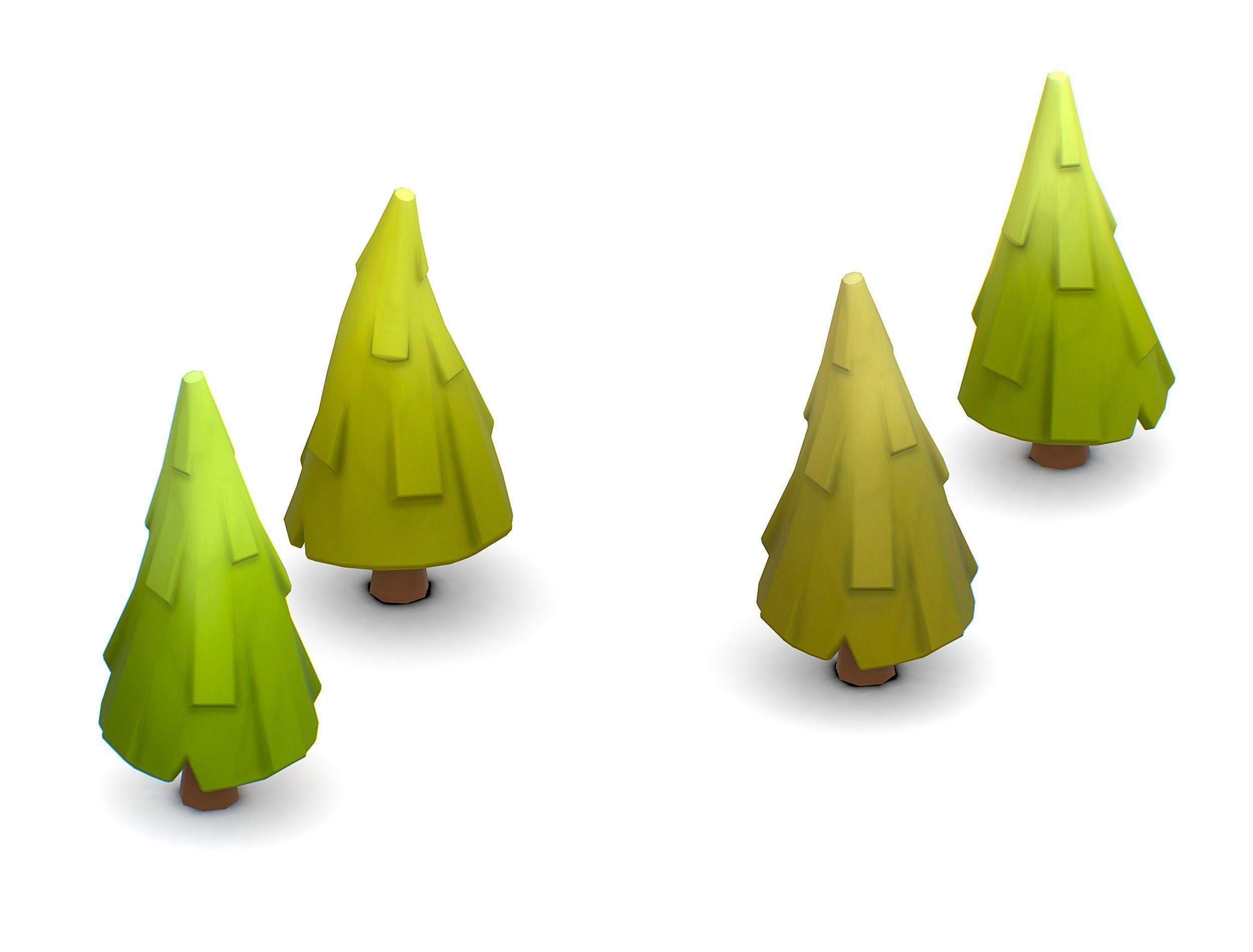 Cartoon Green Pine Fir Tree Low-poly 3D model_1