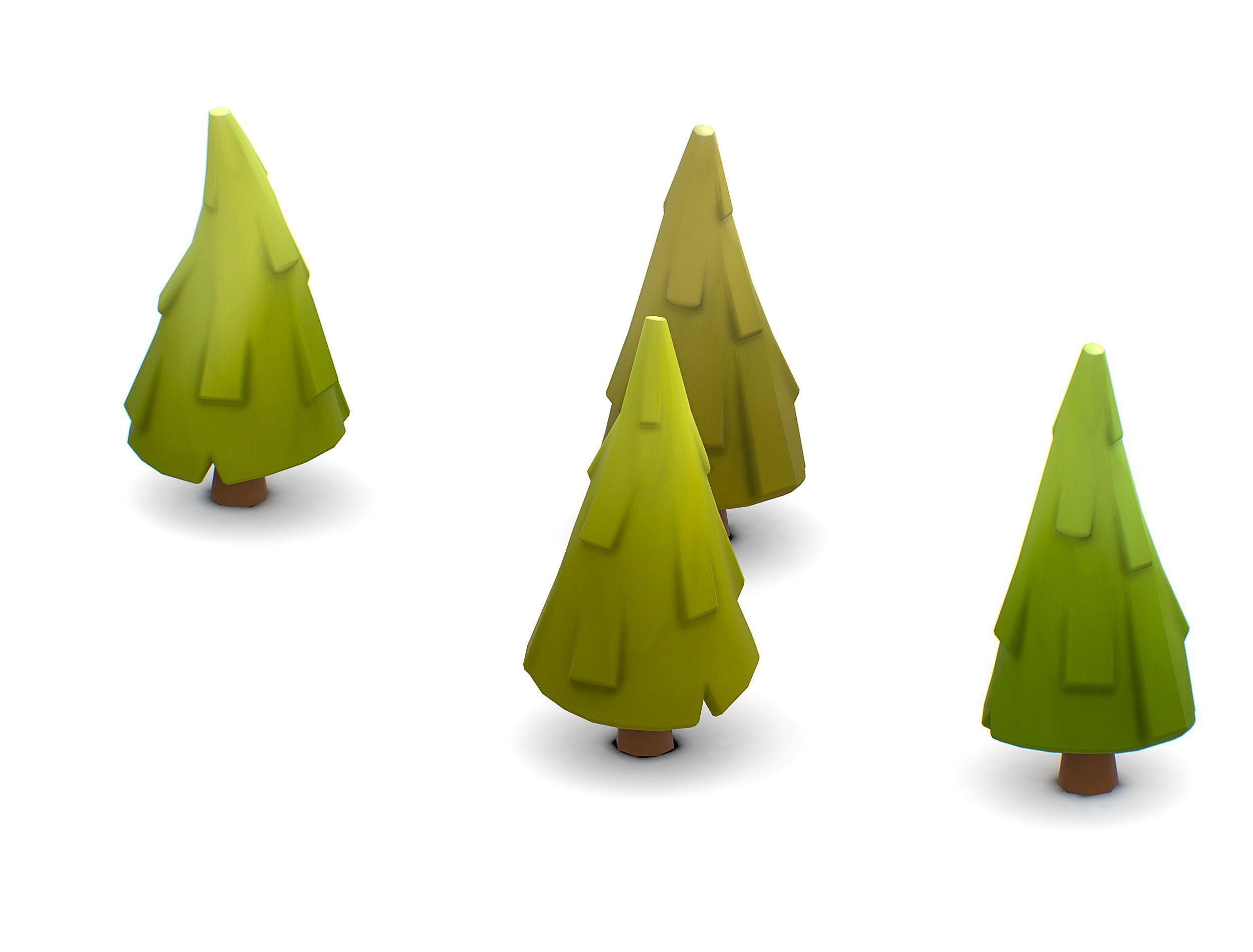 Cartoon Green Pine Fir Tree Low-poly 3D model_6