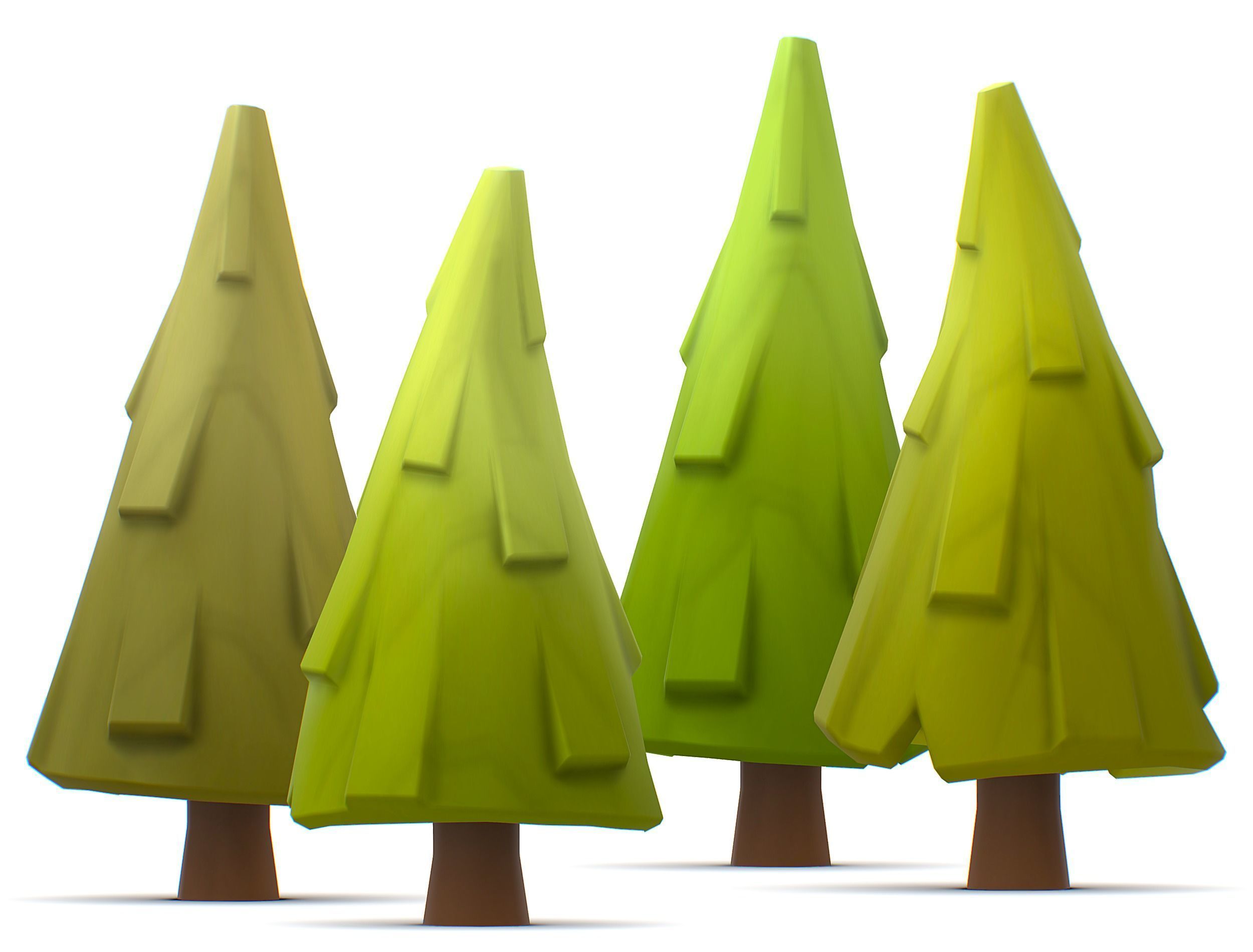 Cartoon Green Pine Fir Tree Low-poly 3D model_13