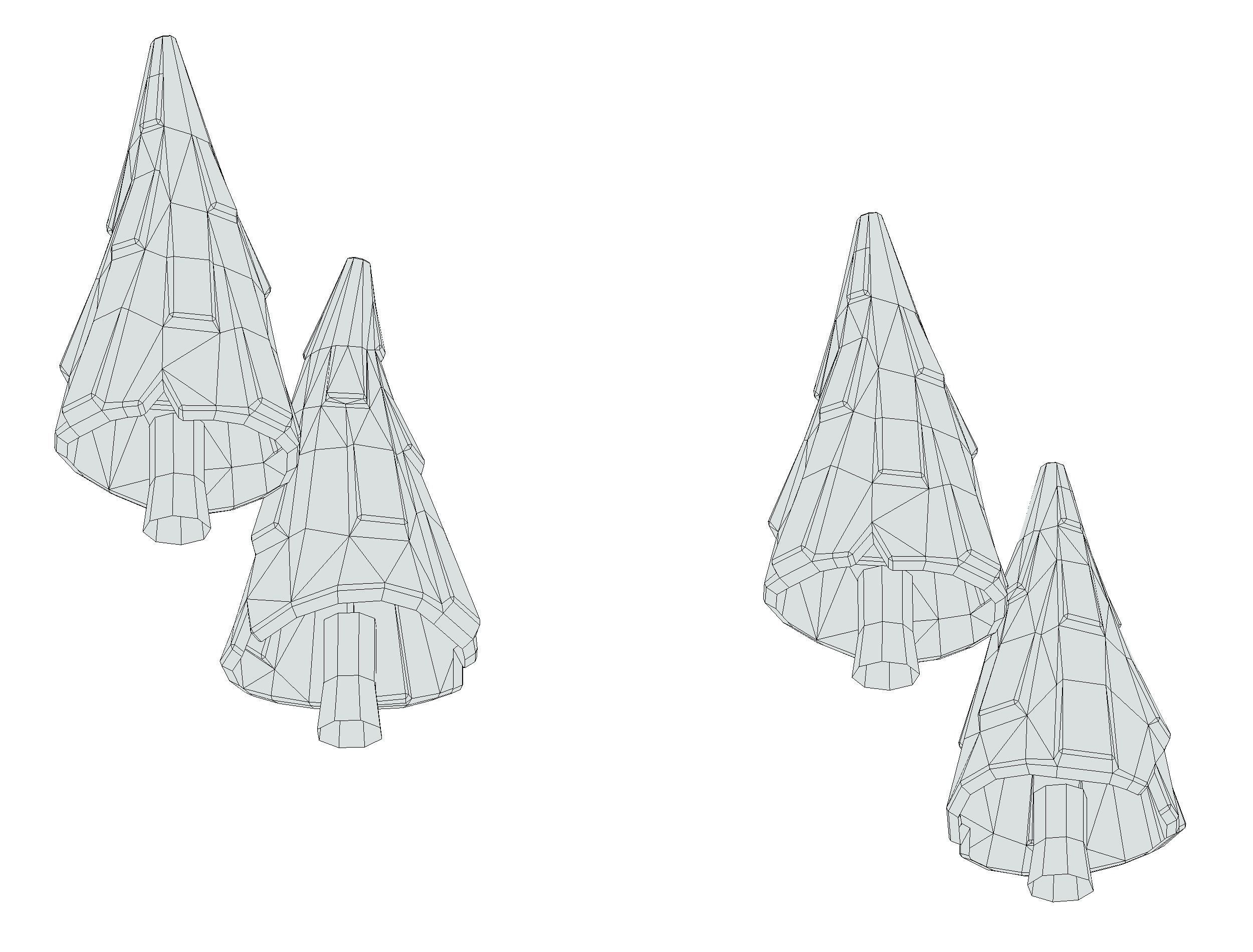 Cartoon Green Pine Fir Tree Low-poly 3D model_23