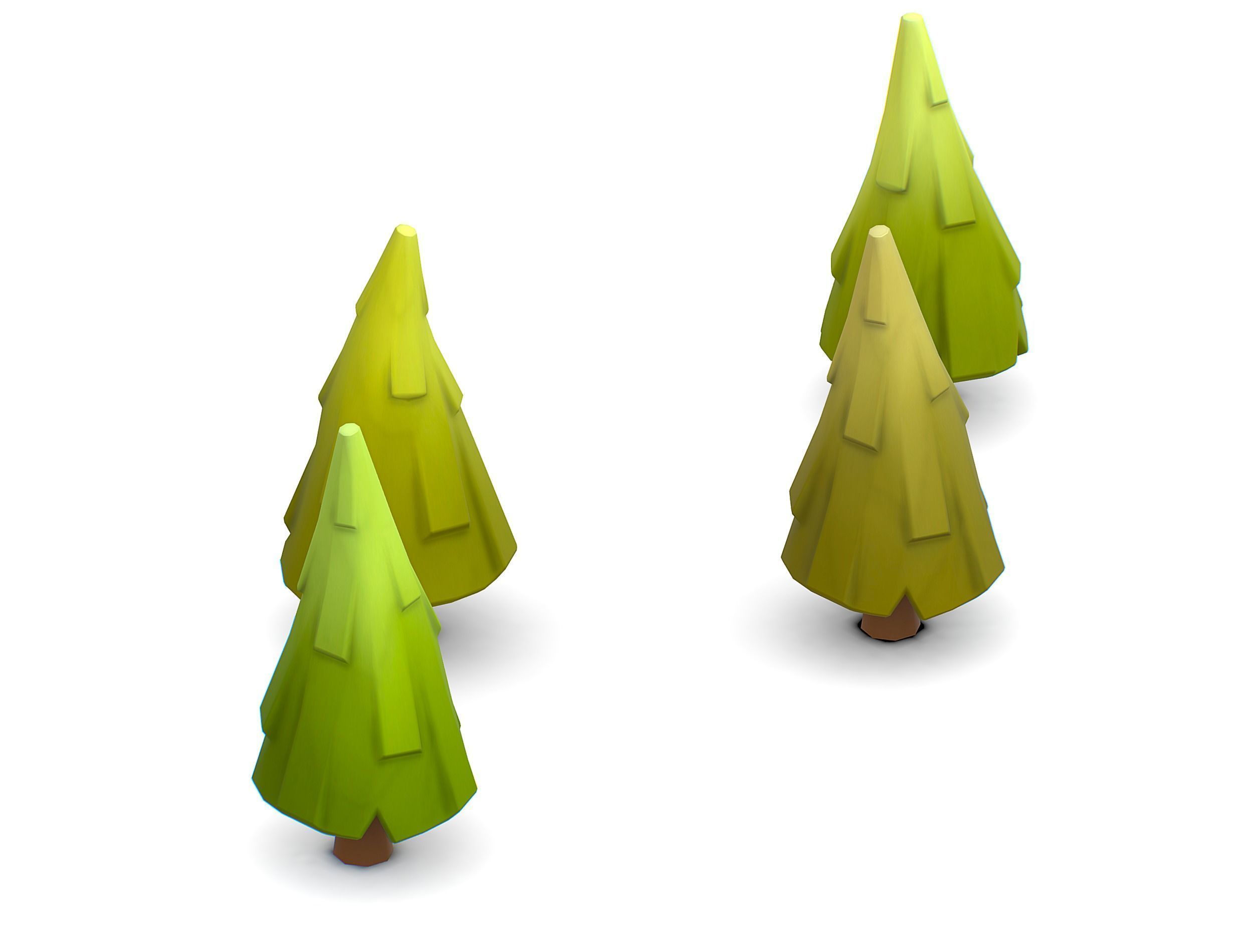 Cartoon Green Pine Fir Tree Low-poly 3D model_2
