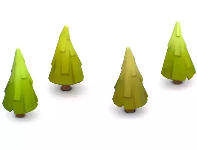 Cartoon Green Pine Fir Tree Low-poly 3D model