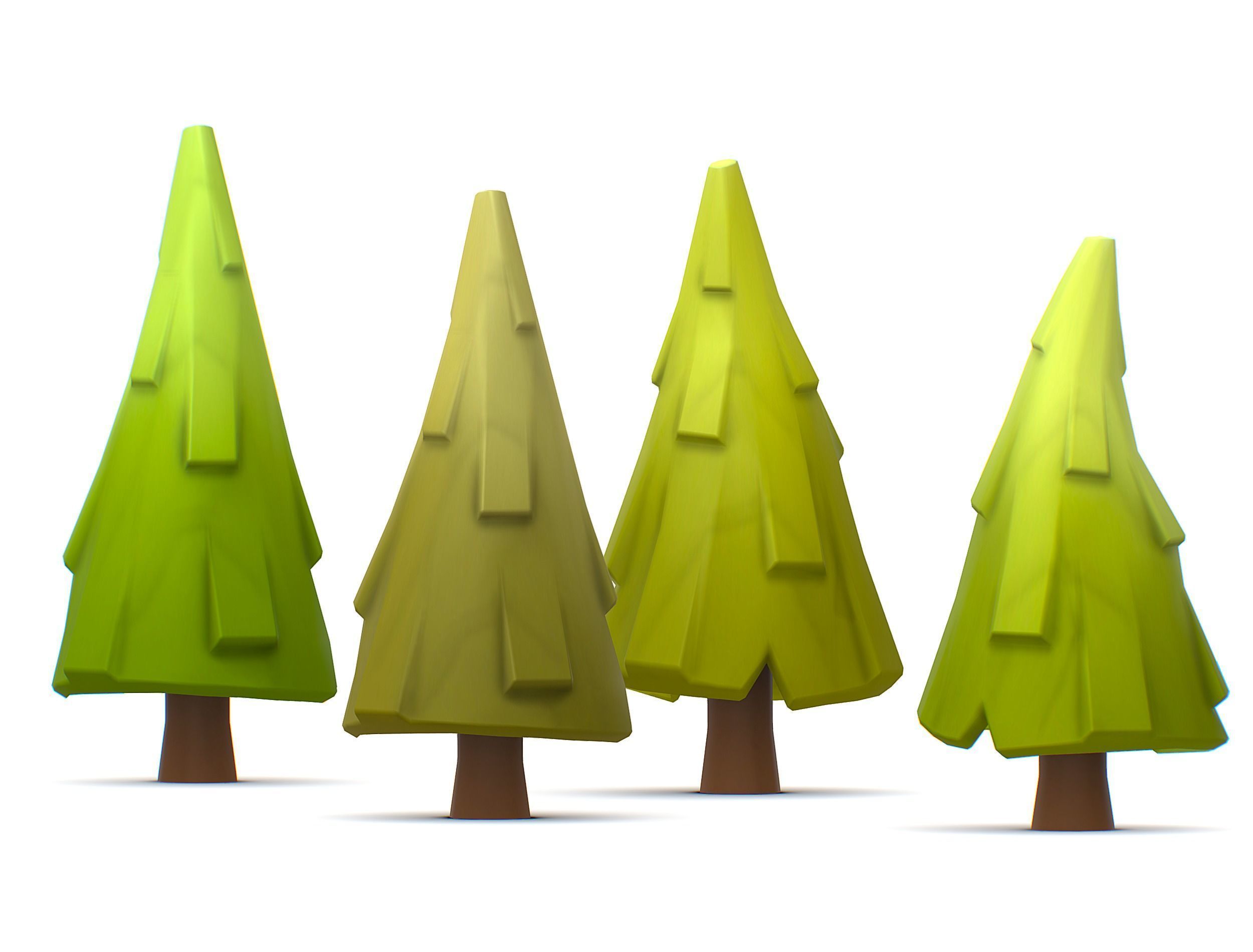 Cartoon Green Pine Fir Tree Low-poly 3D model_14