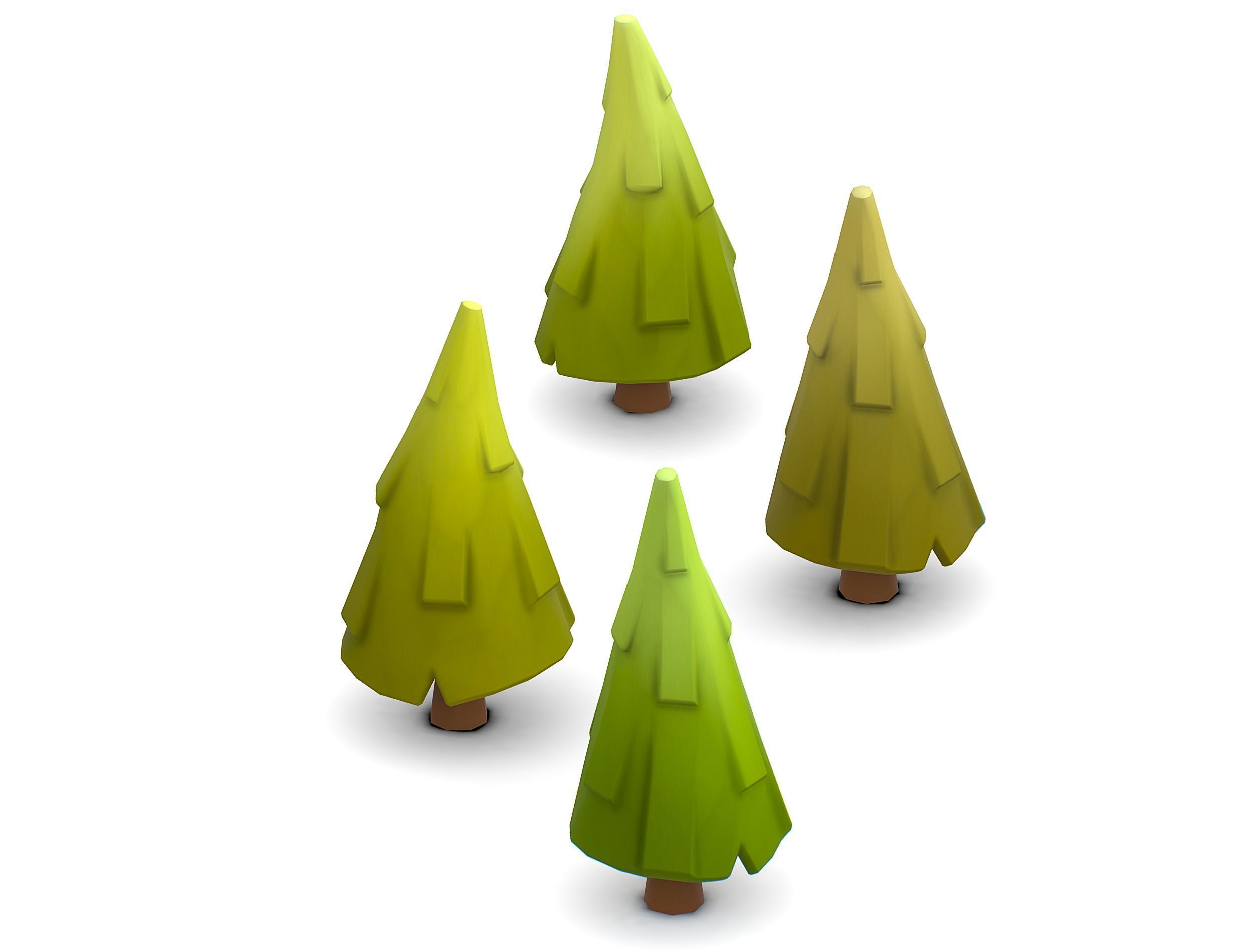 Cartoon Green Pine Fir Tree Low-poly 3D model_4