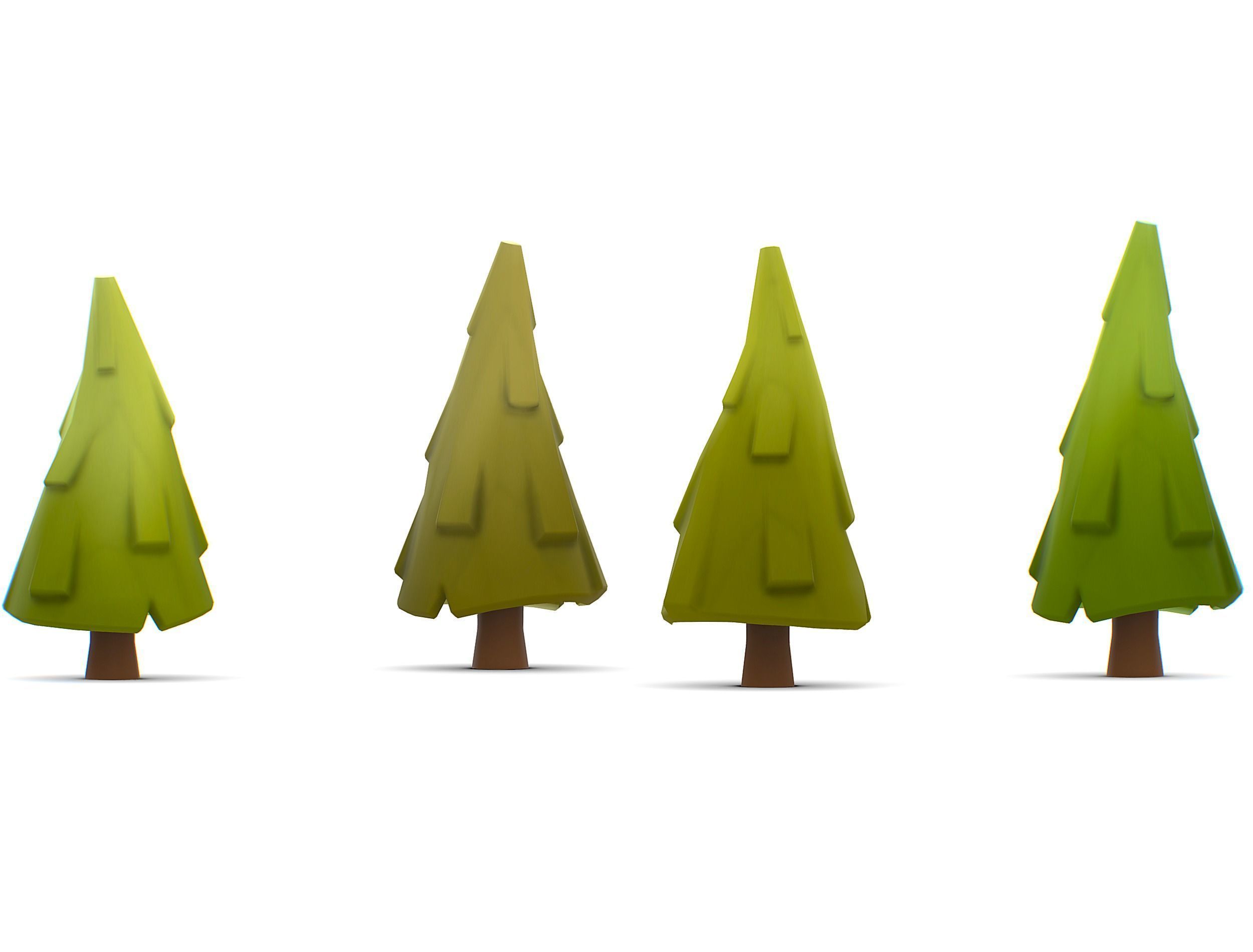 Cartoon Green Pine Fir Tree Low-poly 3D model_12