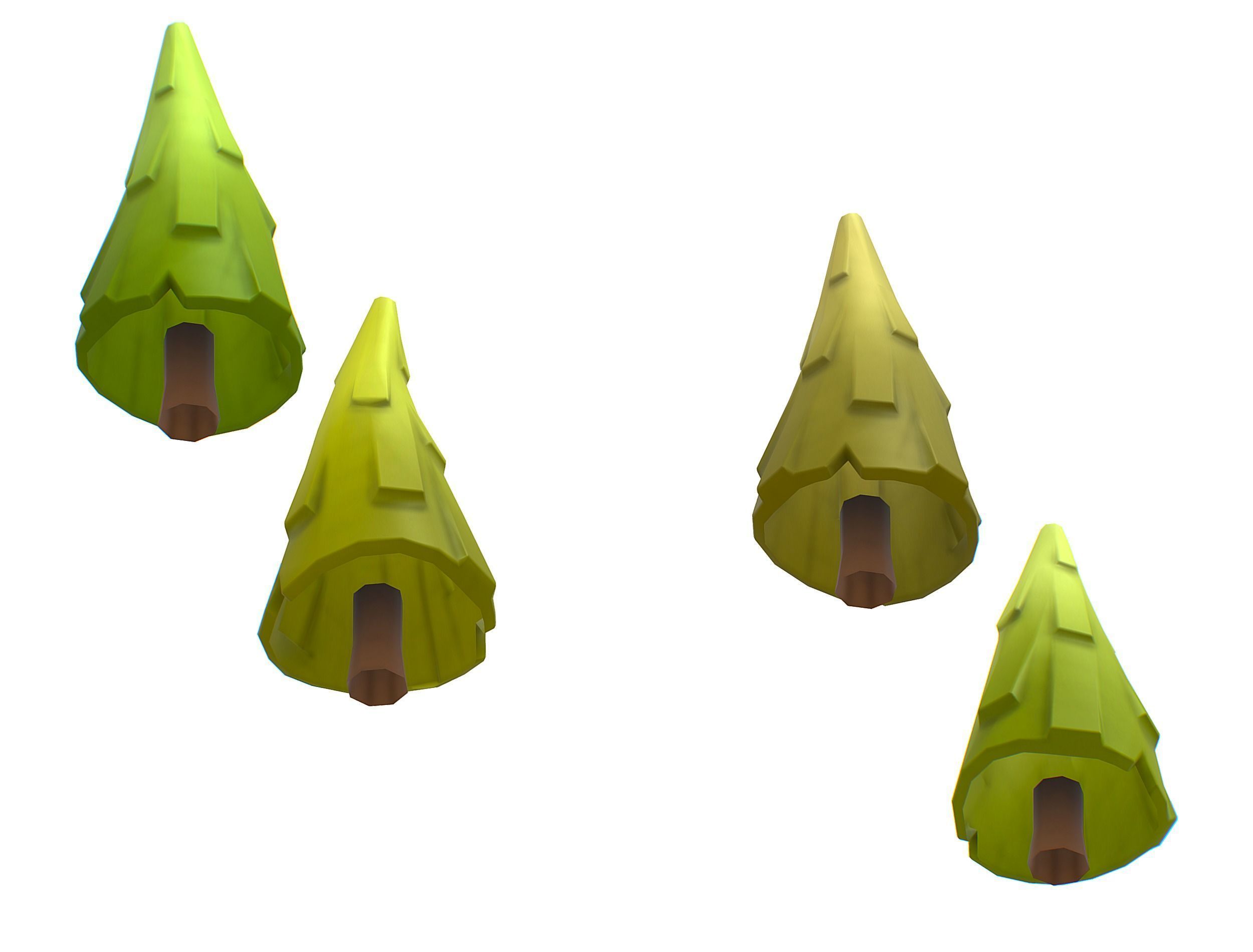 Cartoon Green Pine Fir Tree Low-poly 3D model_10