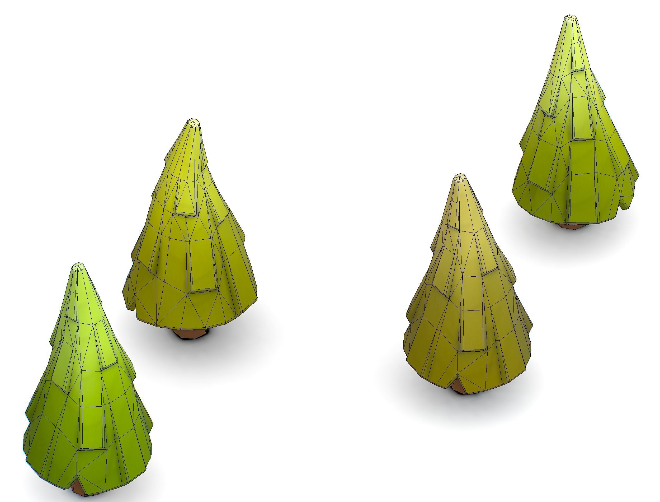 Cartoon Green Pine Fir Tree Low-poly 3D model_18