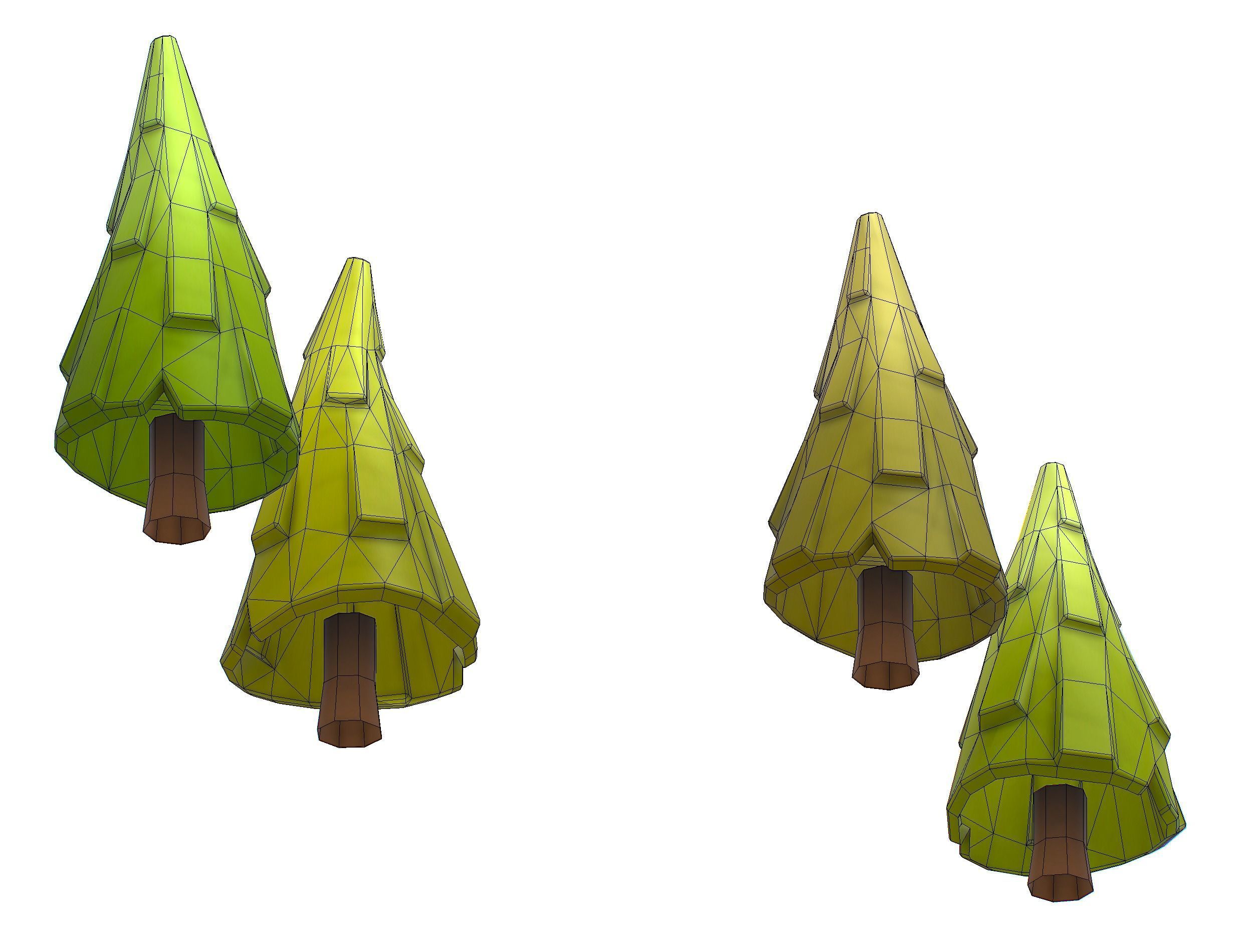 Cartoon Green Pine Fir Tree Low-poly 3D model_21
