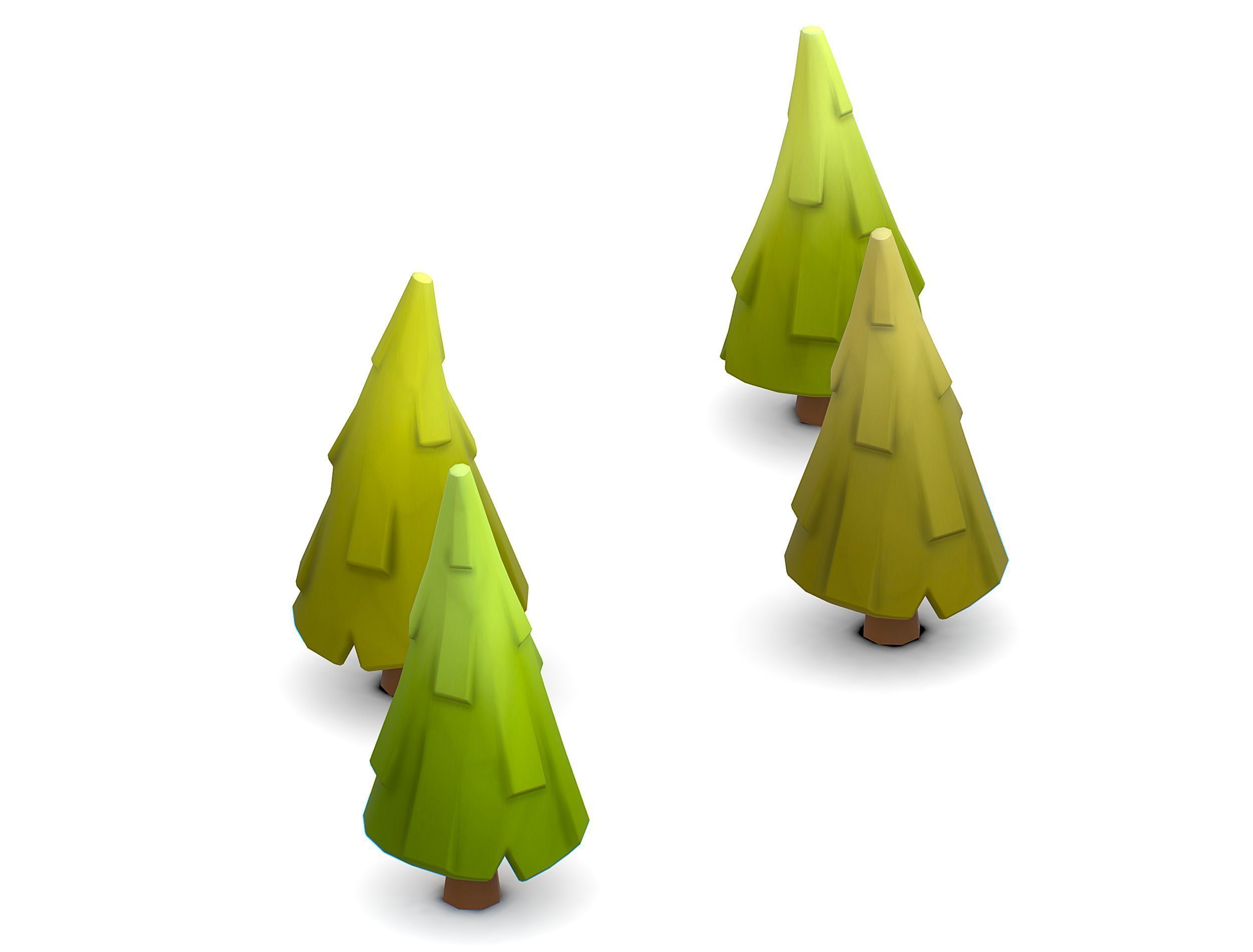 Cartoon Green Pine Fir Tree Low-poly 3D model_3
