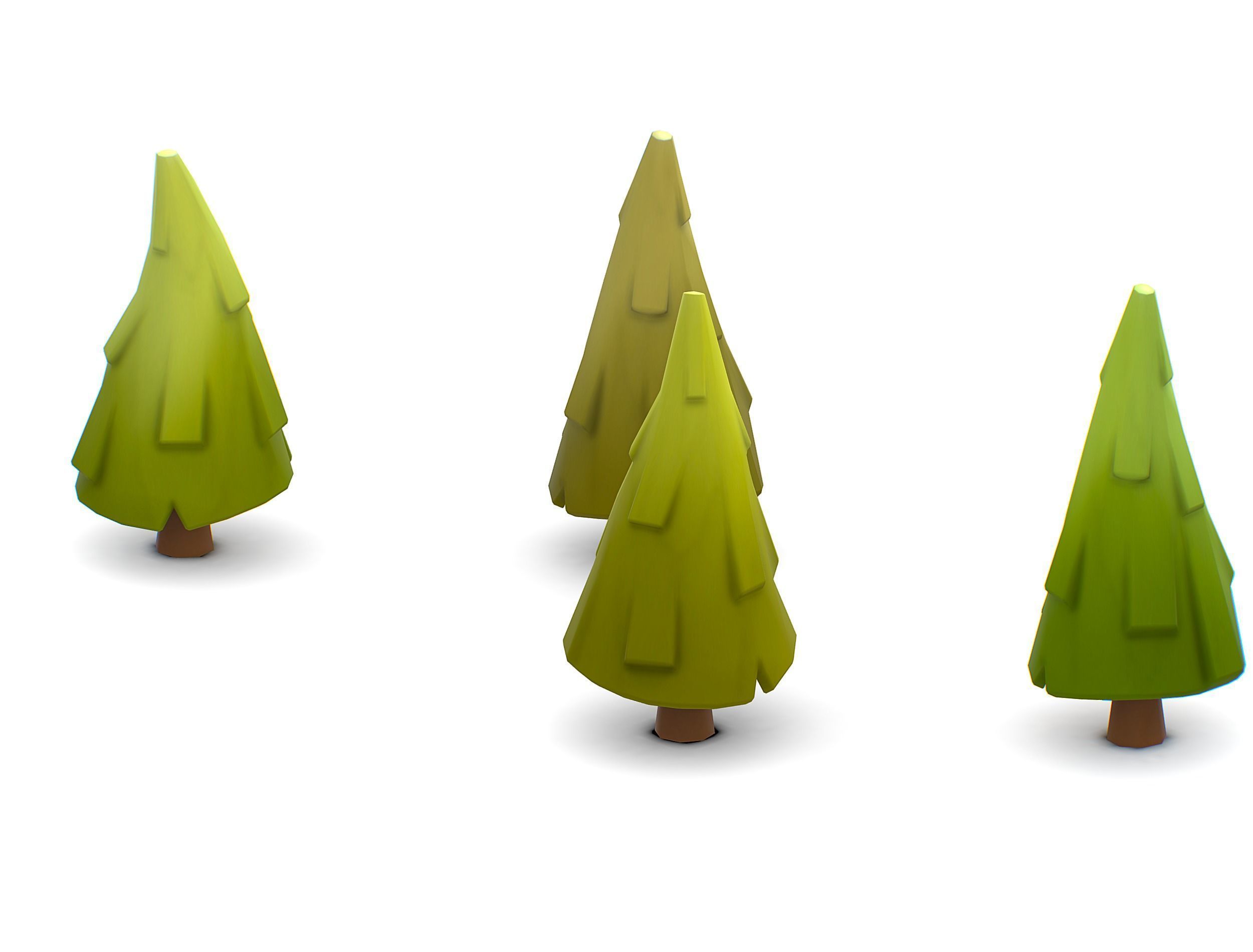 Cartoon Green Pine Fir Tree Low-poly 3D model_7