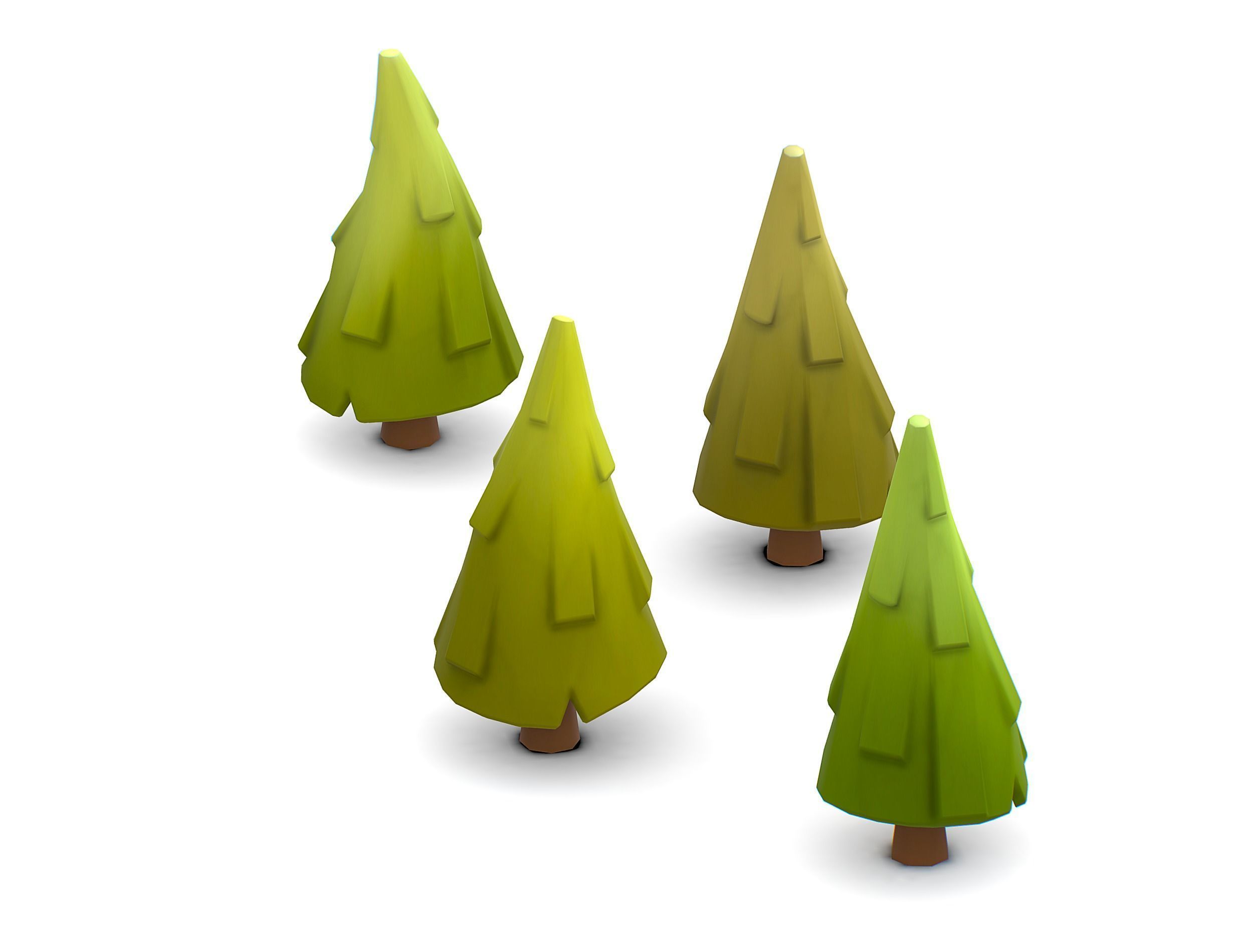 Cartoon Green Pine Fir Tree Low-poly 3D model_5