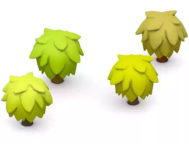 Cartoon Green Leaf Tree Low-poly 3D model