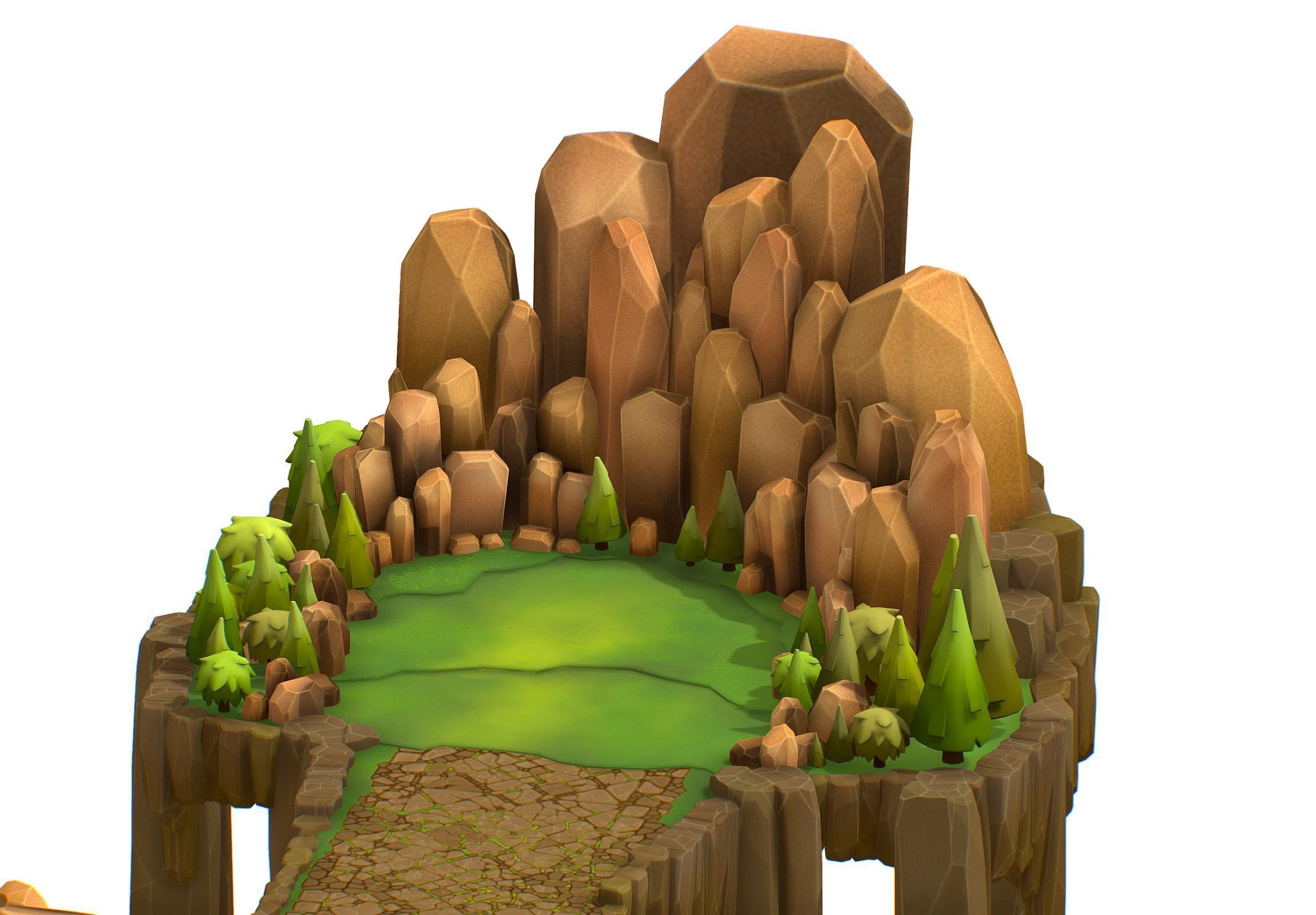 Island and Bridge Area Low-poly 3D model_11