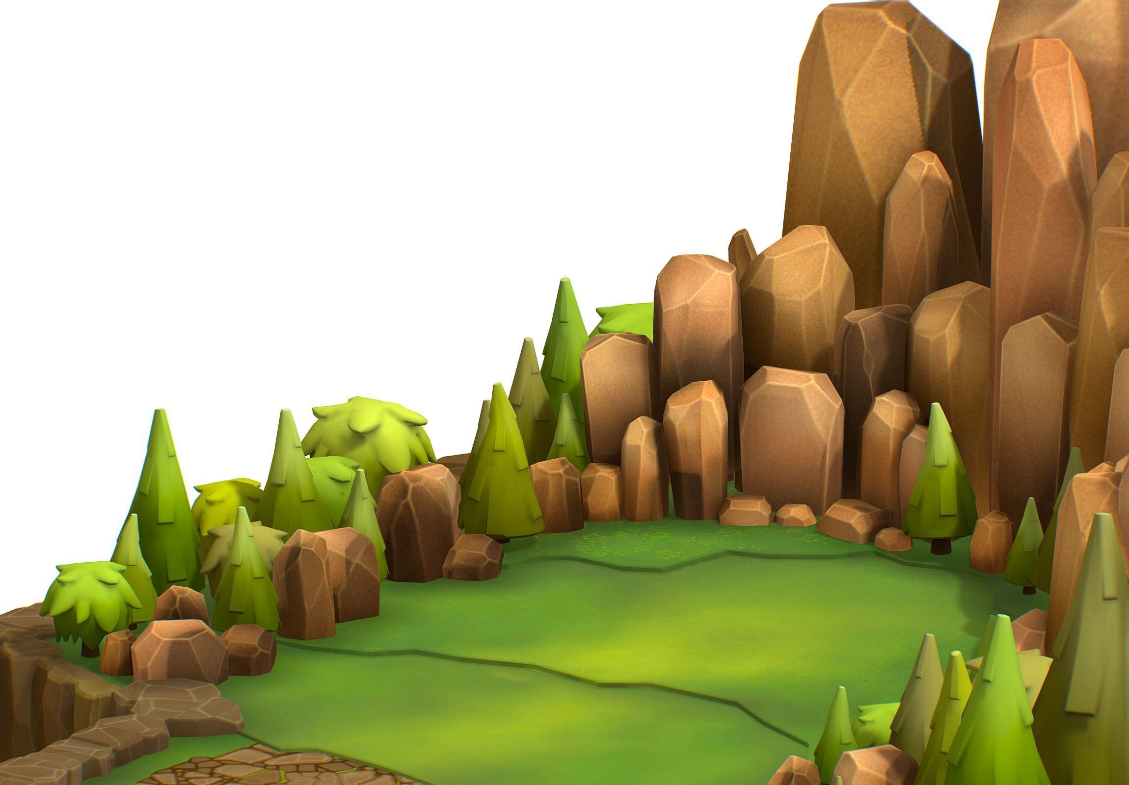Island and Bridge Area Low-poly 3D model_9