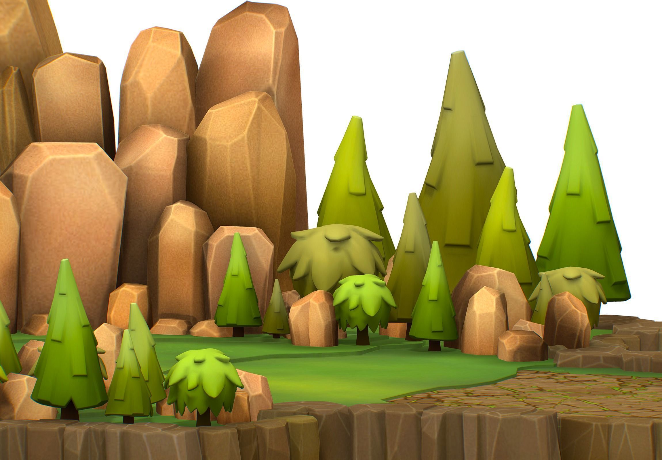 Island and Bridge Area Low-poly 3D model_8