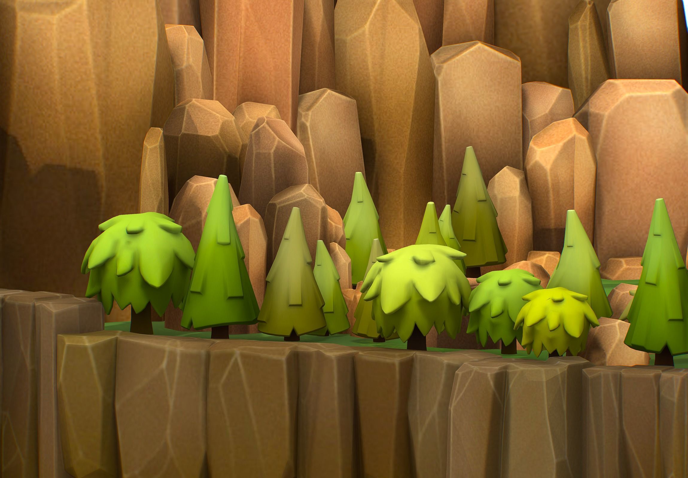 Island and Bridge Area Low-poly 3D model_16