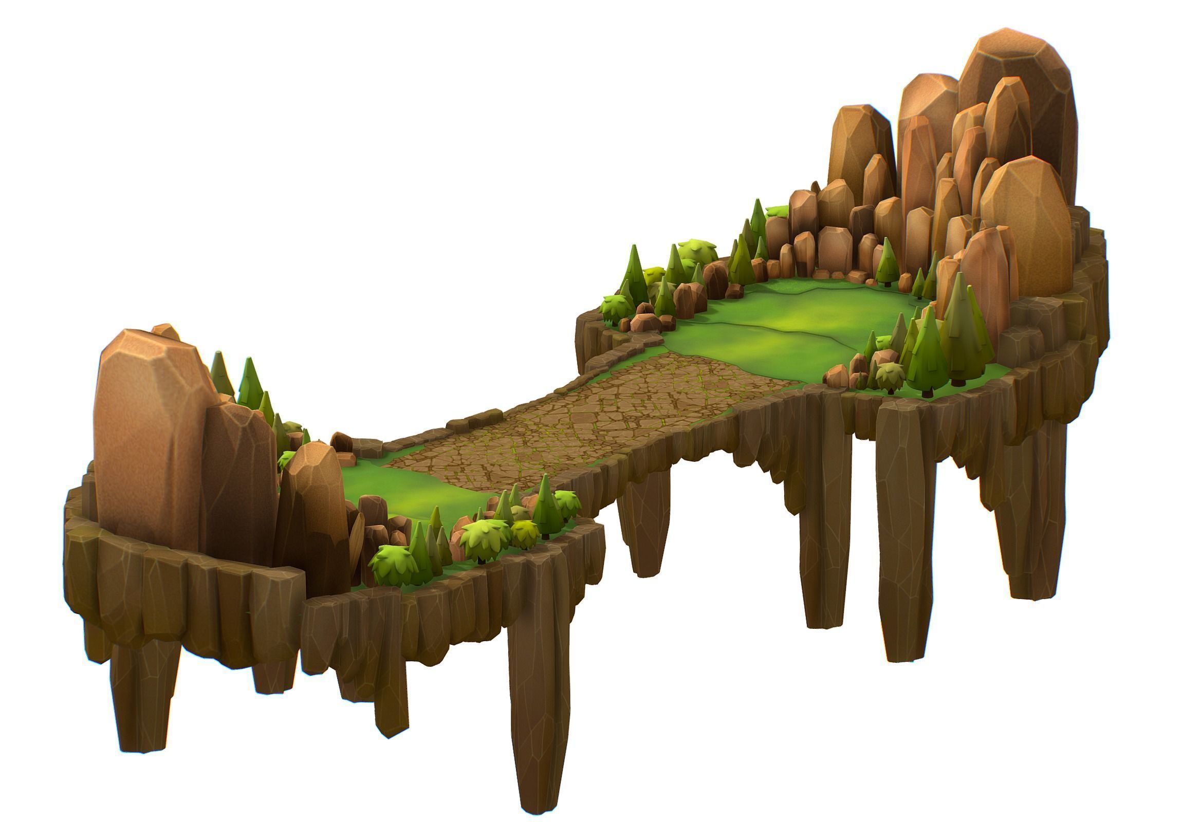 Island and Bridge Area Low-poly 3D model_1