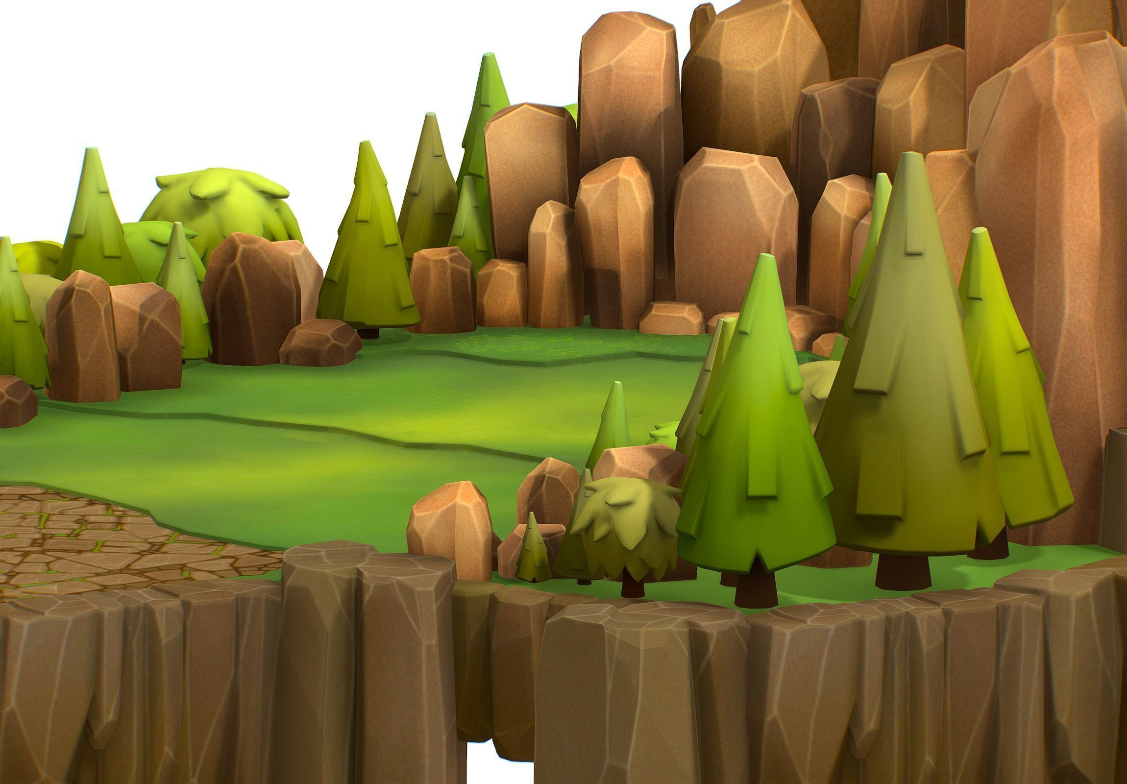 Island and Bridge Area Low-poly 3D model_14