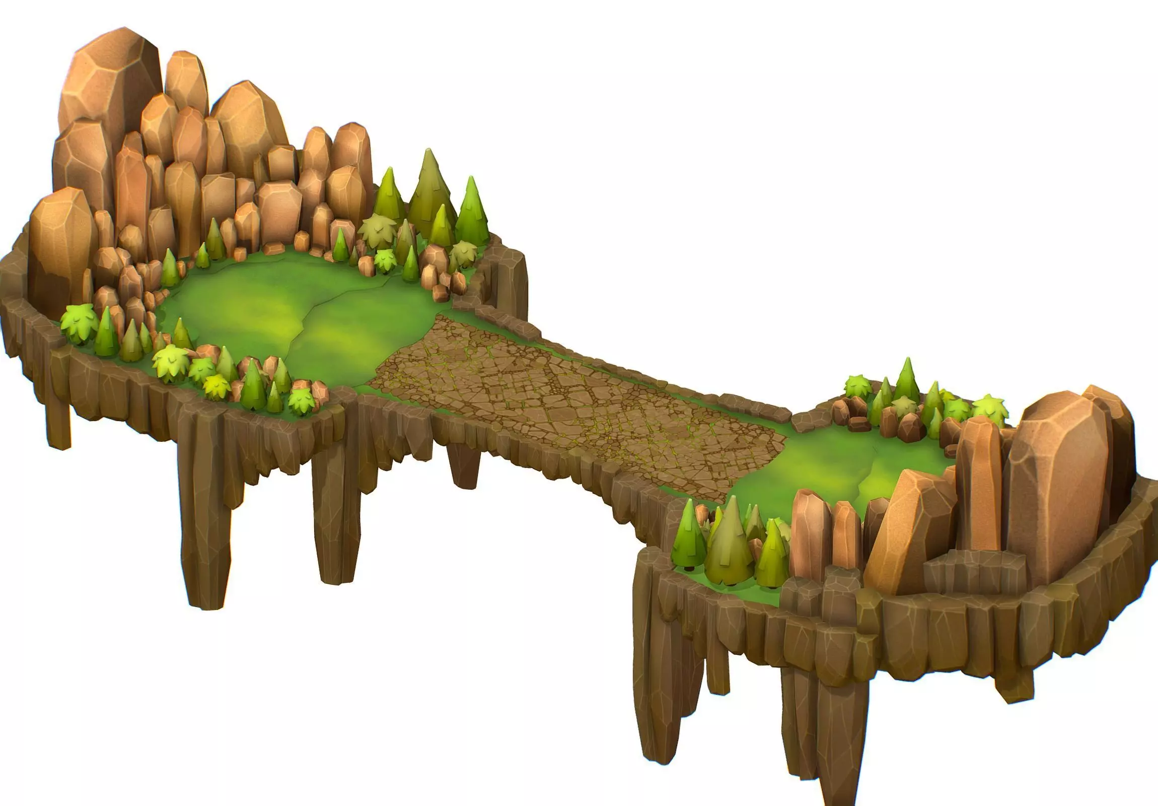 Island and Bridge Area Low-poly 3D model_0