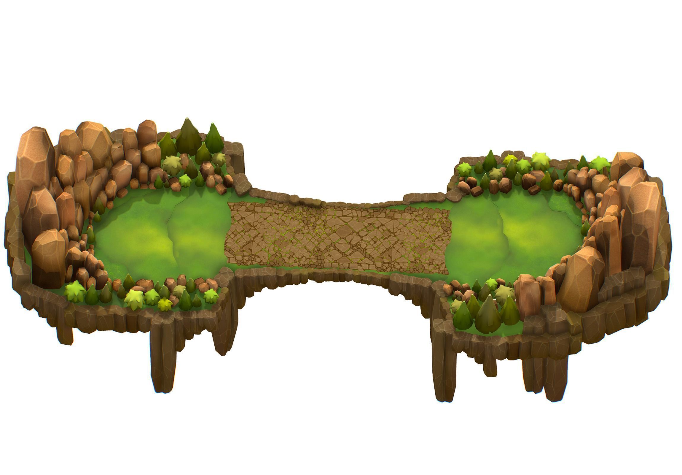 Island and Bridge Area Low-poly 3D model_3