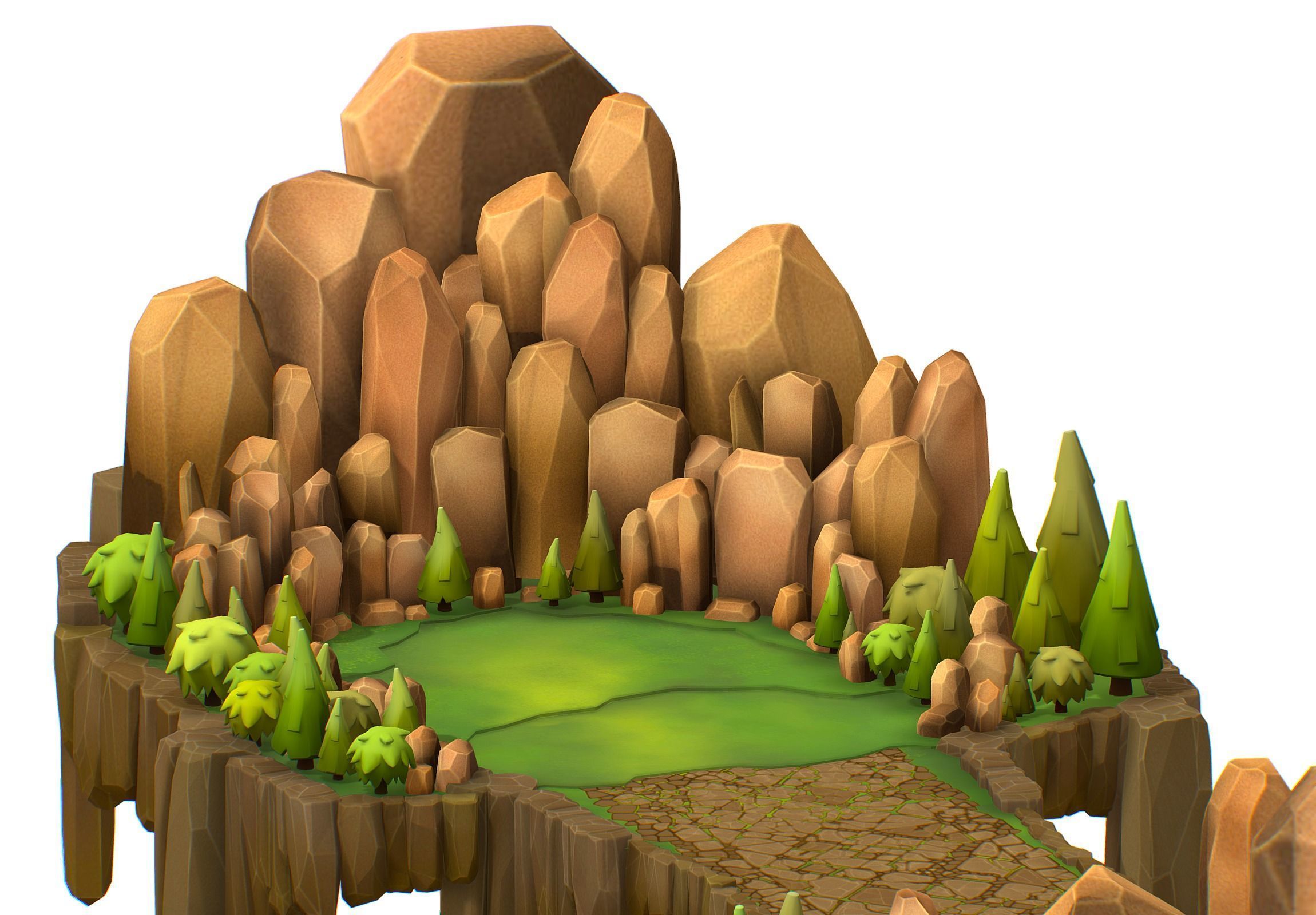 Island and Bridge Area Low-poly 3D model_15