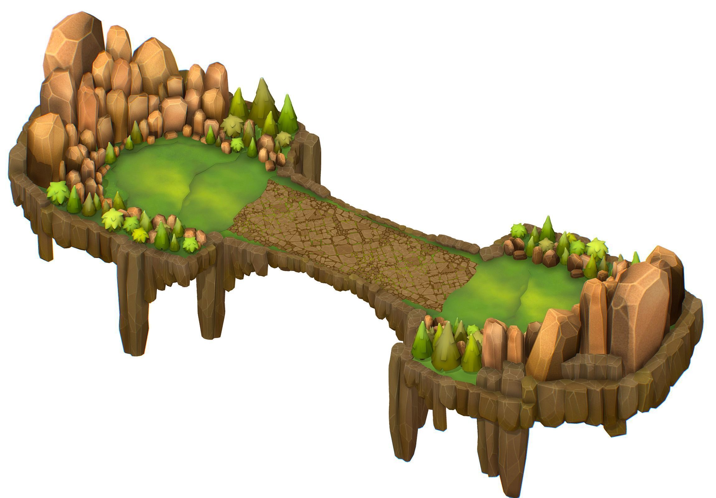 Island and Bridge Area Low-poly 3D model_4