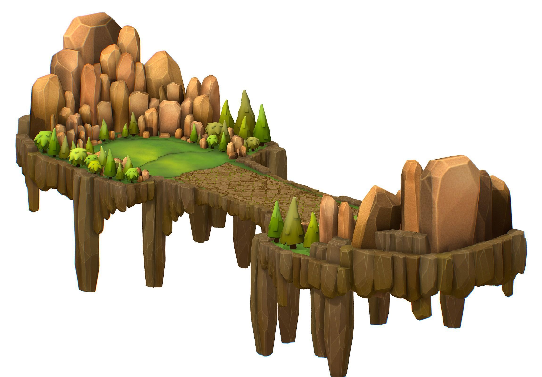 Island and Bridge Area Low-poly 3D model_2