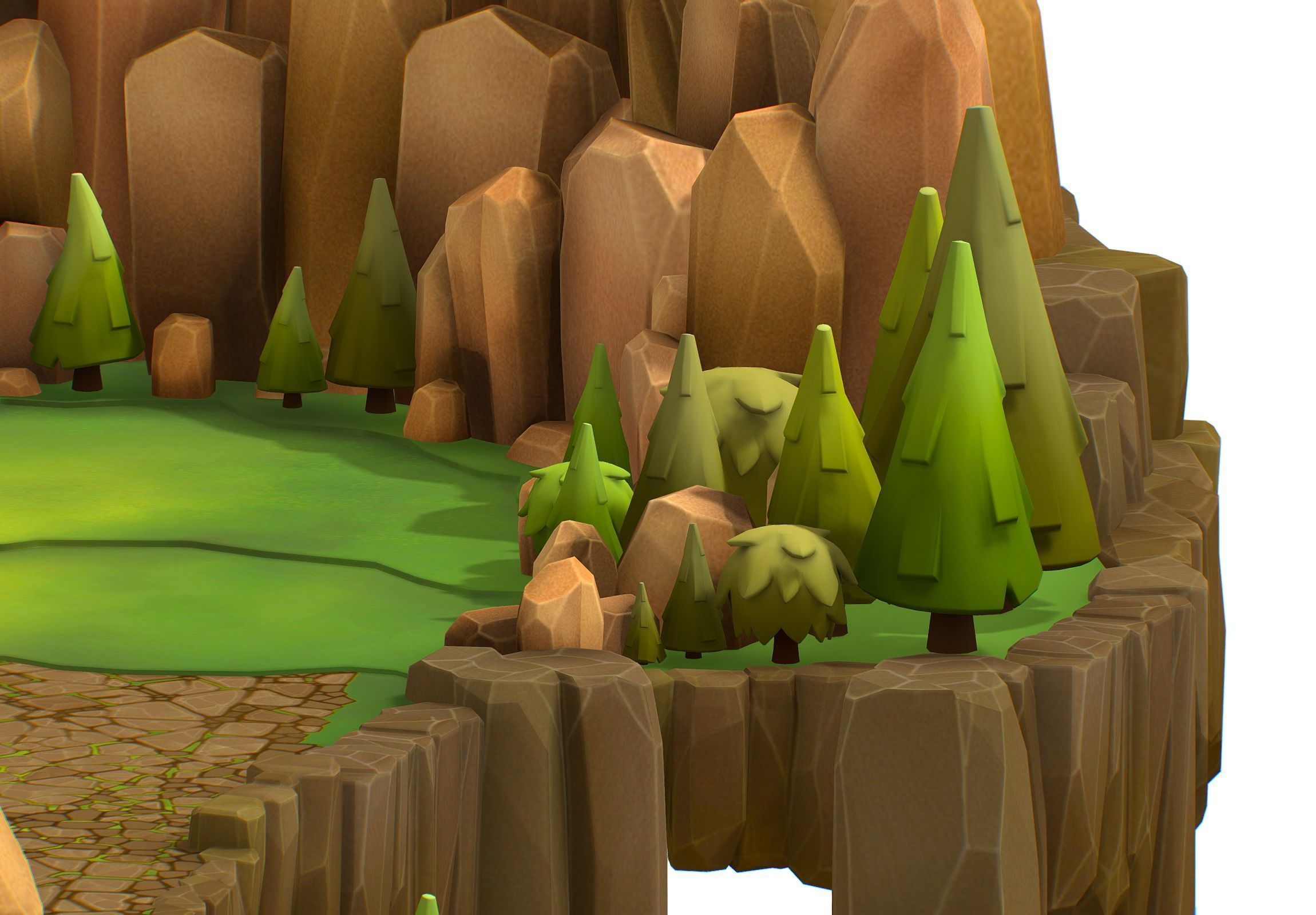 Island and Bridge Area Low-poly 3D model_10