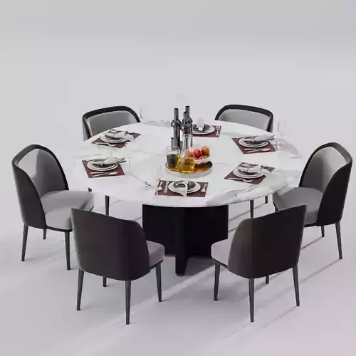 Round Dinning Table set 3ds max Scene