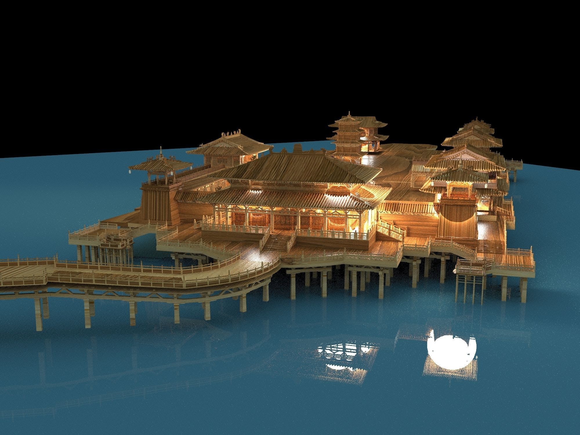 Chinese ancient  palace 3D model_1