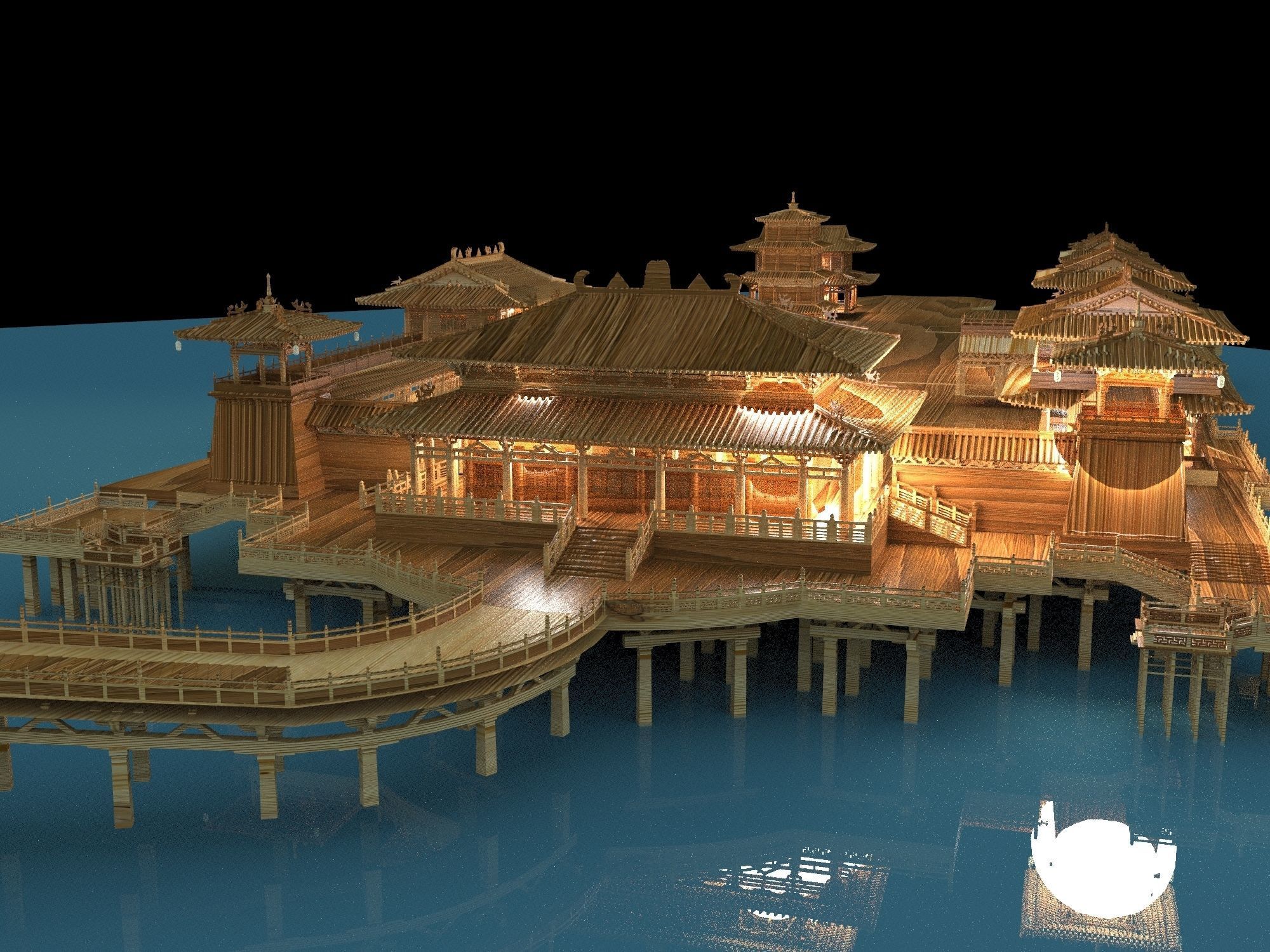 Chinese ancient  palace 3D model_4