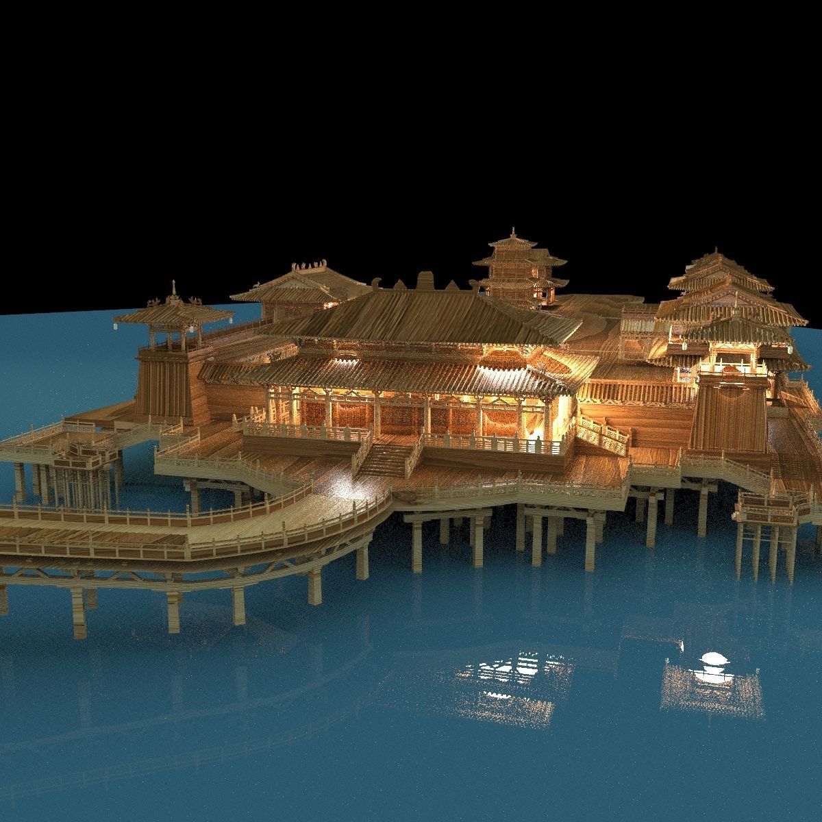 Chinese ancient  palace 3D model_5