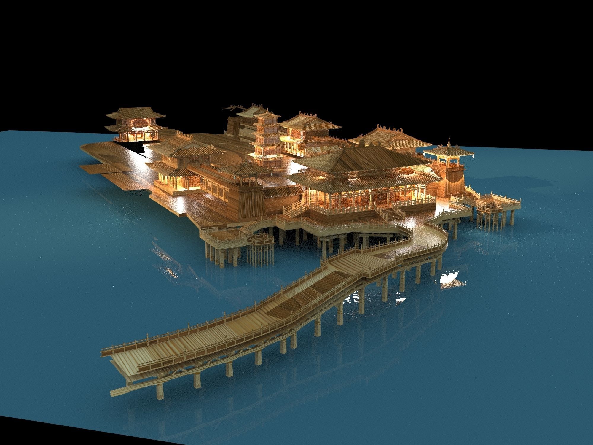 Chinese ancient  palace 3D model_2