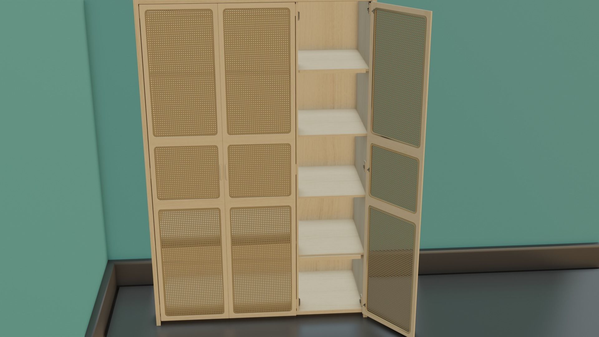 Antique Wall draw Cloth Cabinet Low-poly 3D model_16