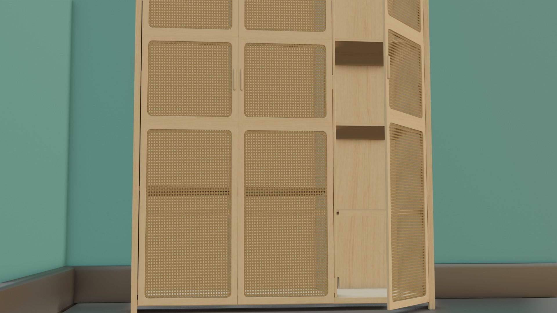 Antique Wall draw Cloth Cabinet Low-poly 3D model_2