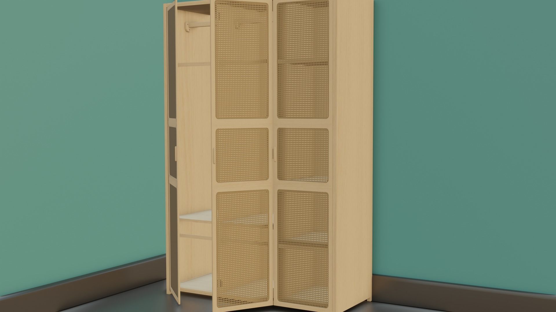 Antique Wall draw Cloth Cabinet Low-poly 3D model_21