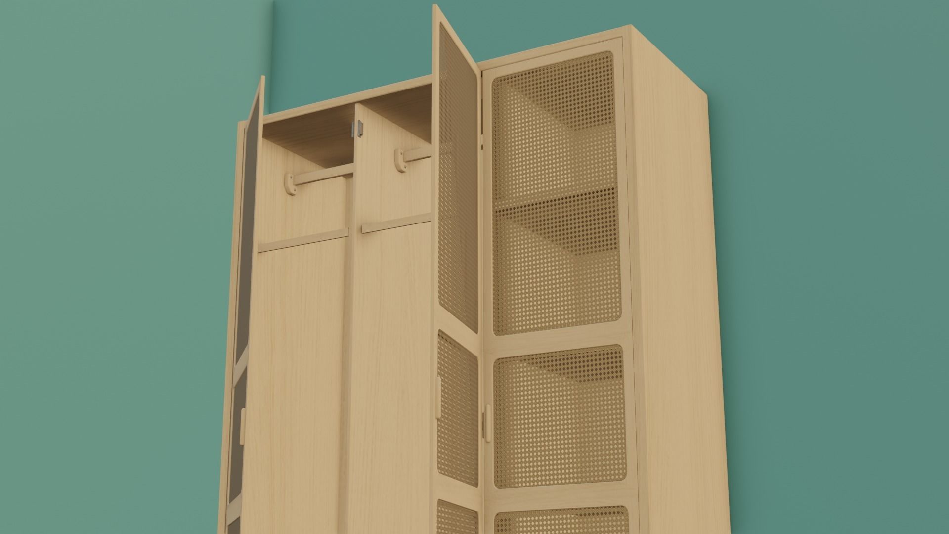 Antique Wall draw Cloth Cabinet Low-poly 3D model_24